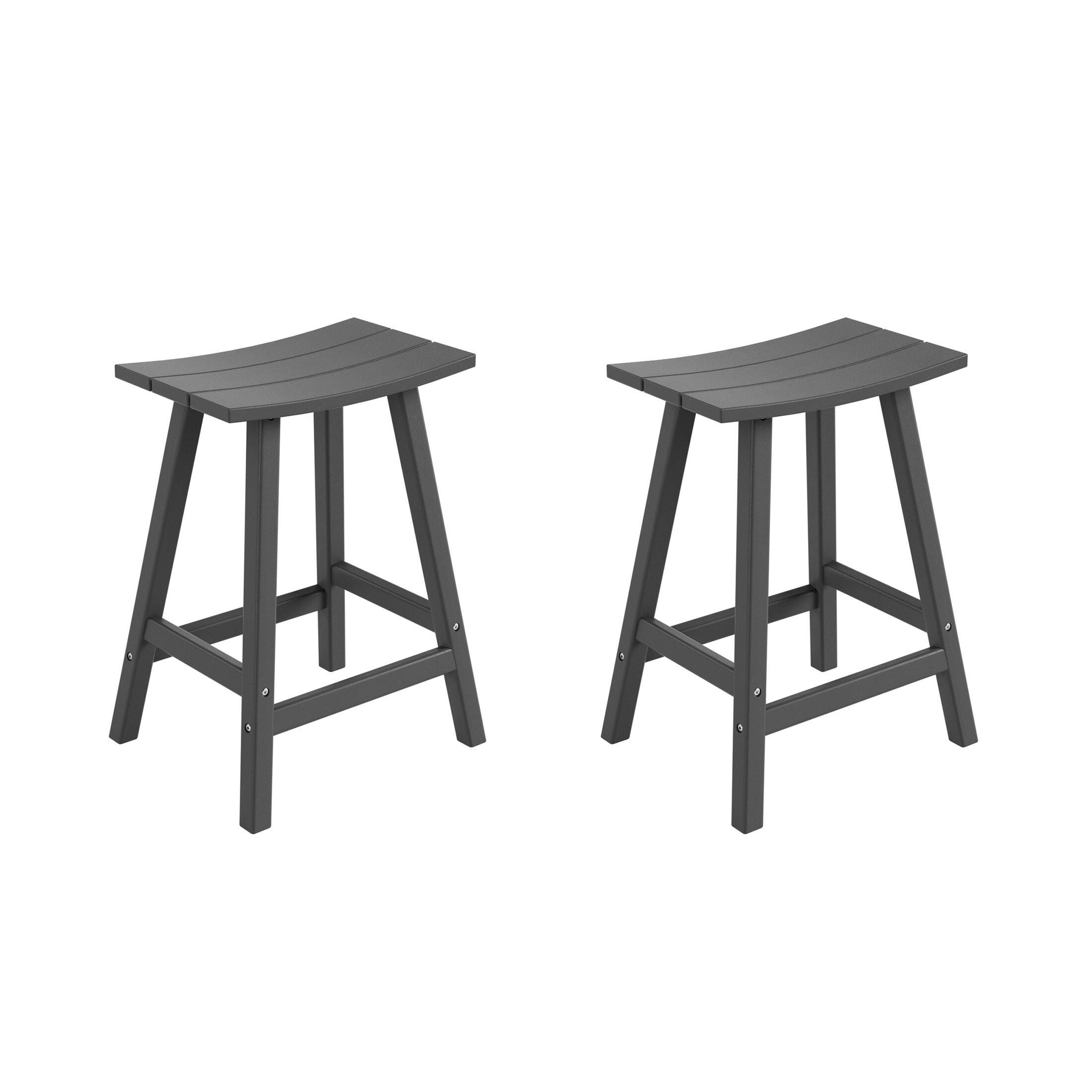 Otto 24" All-Weather Resistant Outdoor Patio Bar Stool (Set of 2), Gray, large