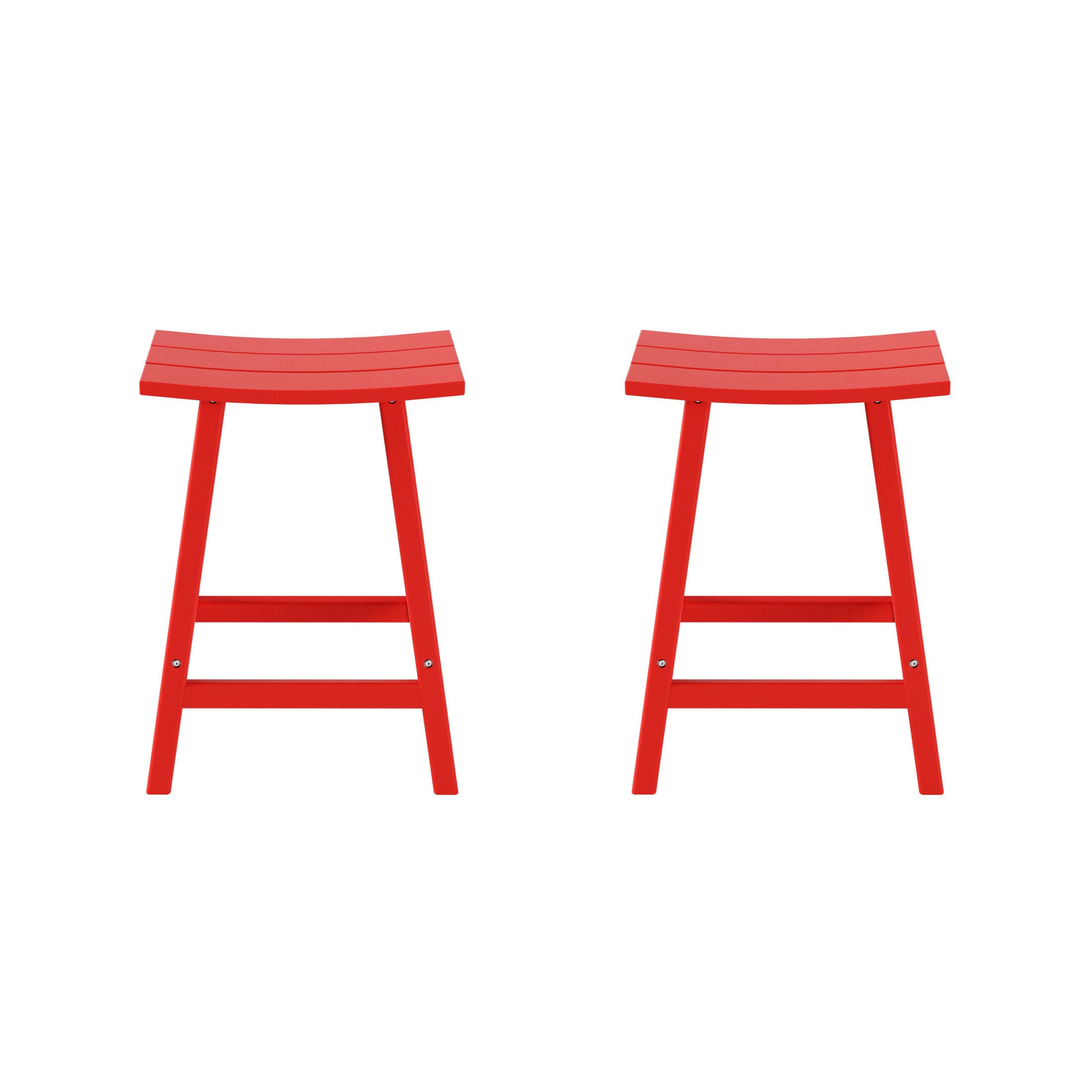 Otto 24" All-Weather Resistant Outdoor Patio Bar Stool (Set of 2), Red, large