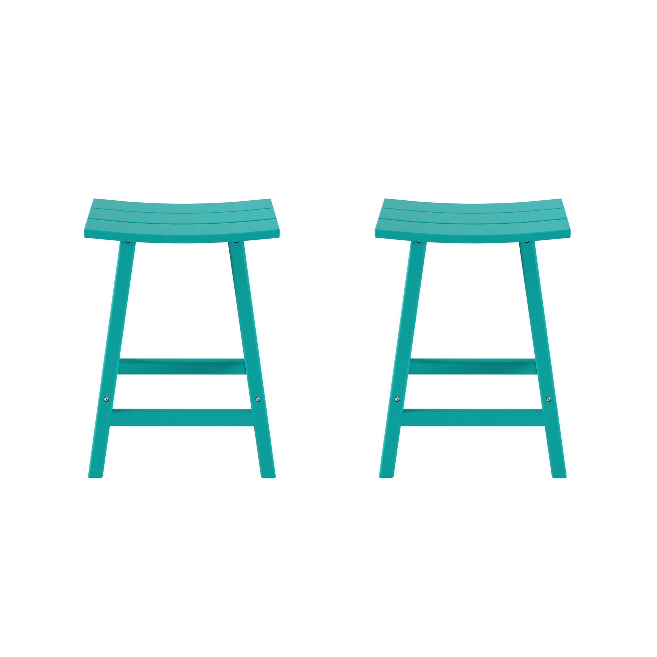 Otto 24" All-Weather Resistant Outdoor Patio Bar Stool (Set of 2), Turquoise, large