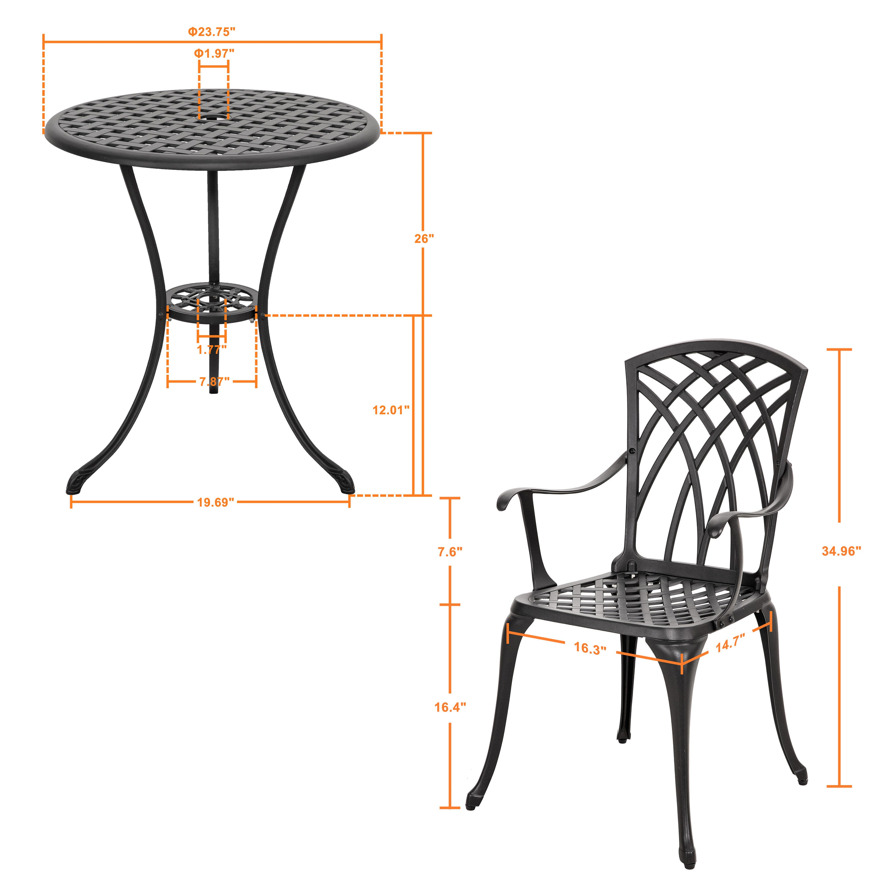 Nuu Garden Outdoor Bistro Table and 2 Chairs, , large