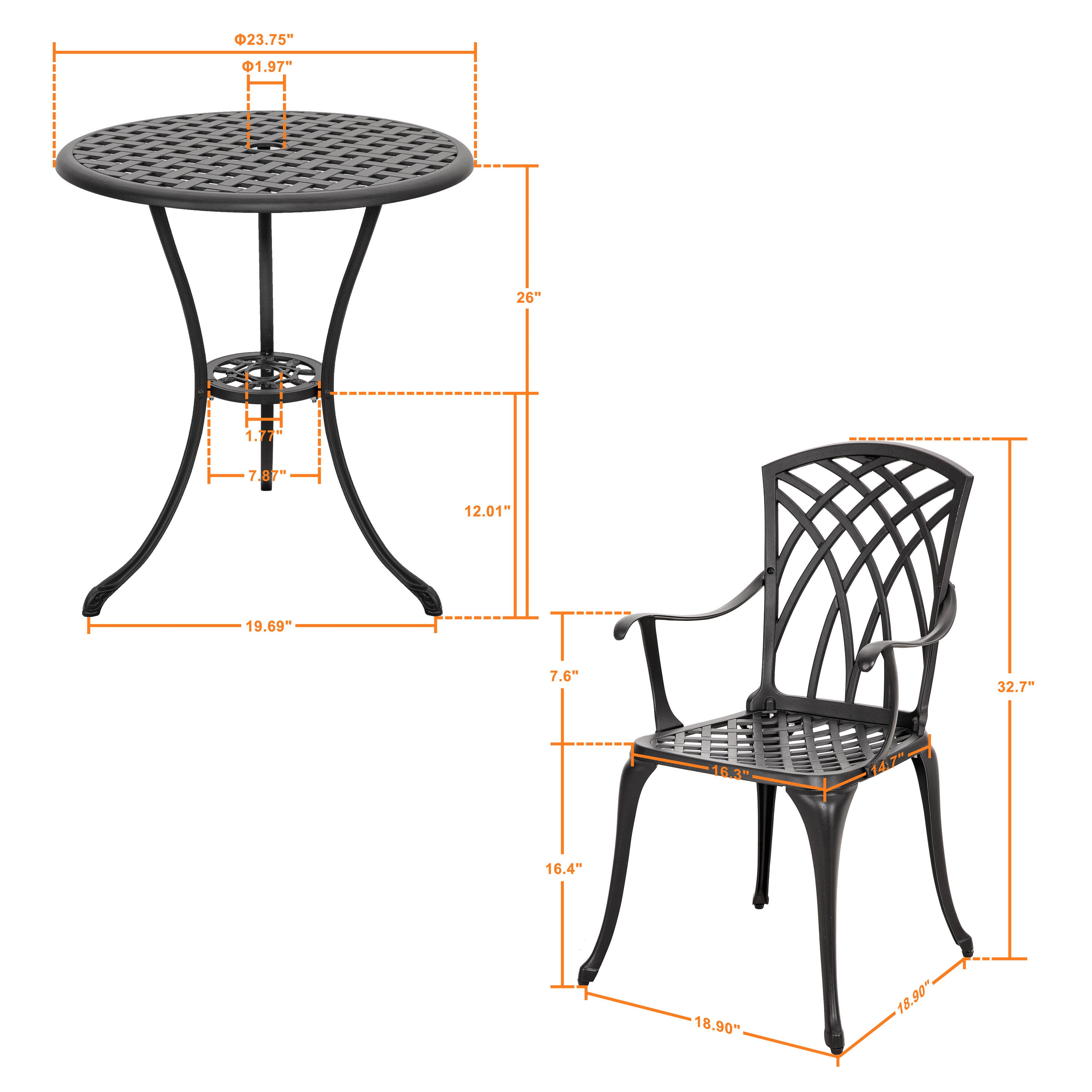 Nuu Garden Outdoor Bistro Table and 2 Chairs, , large
