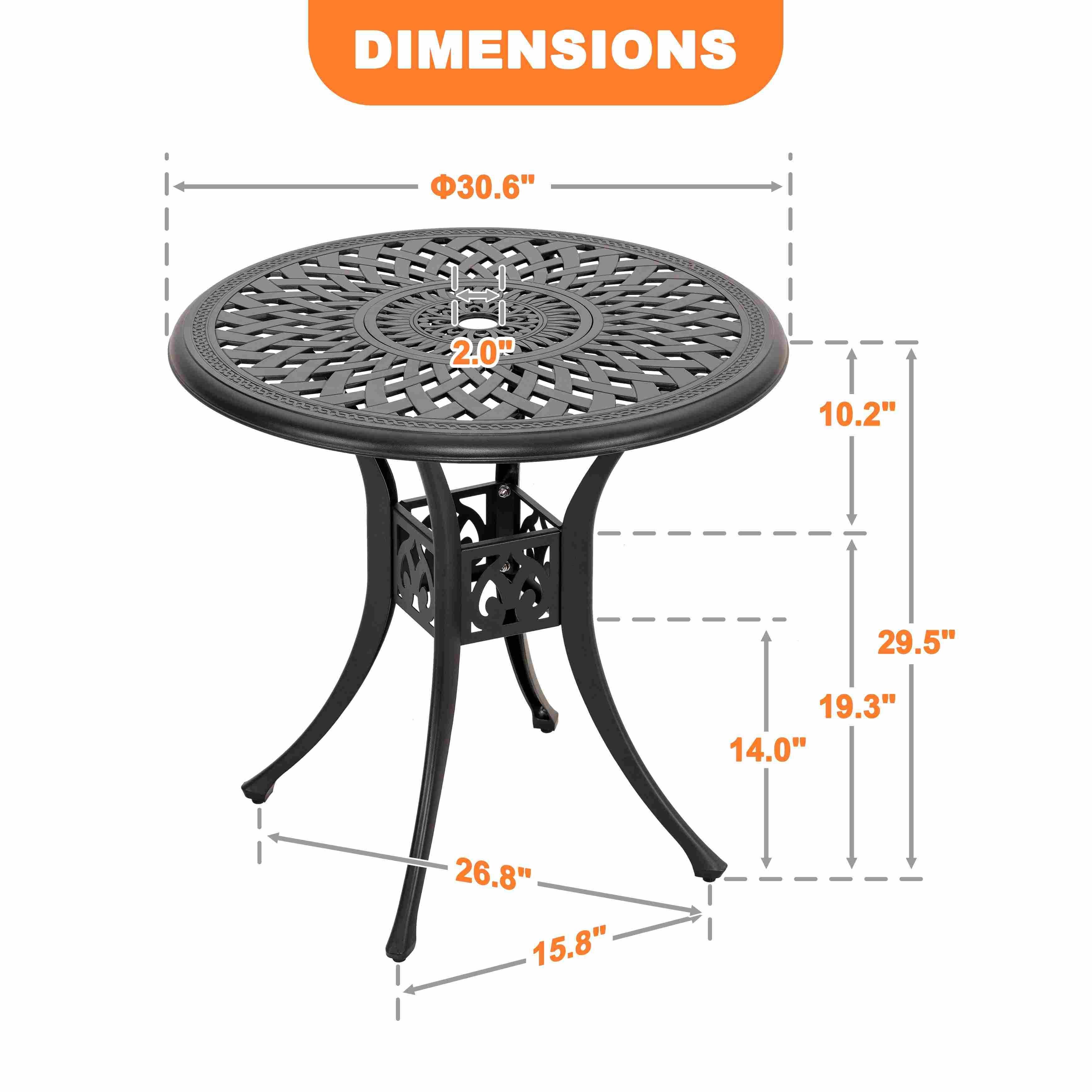 Nuu Garden 31" Outdoor Bistro Table, , large