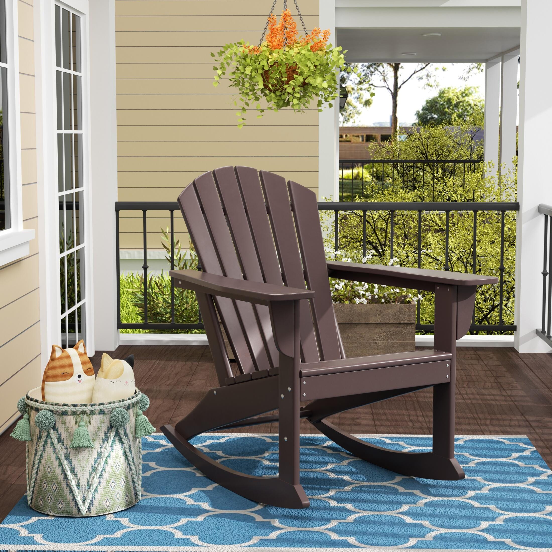 Bayview Classic Seashell Rocking Chair, Dark Brown, rollover