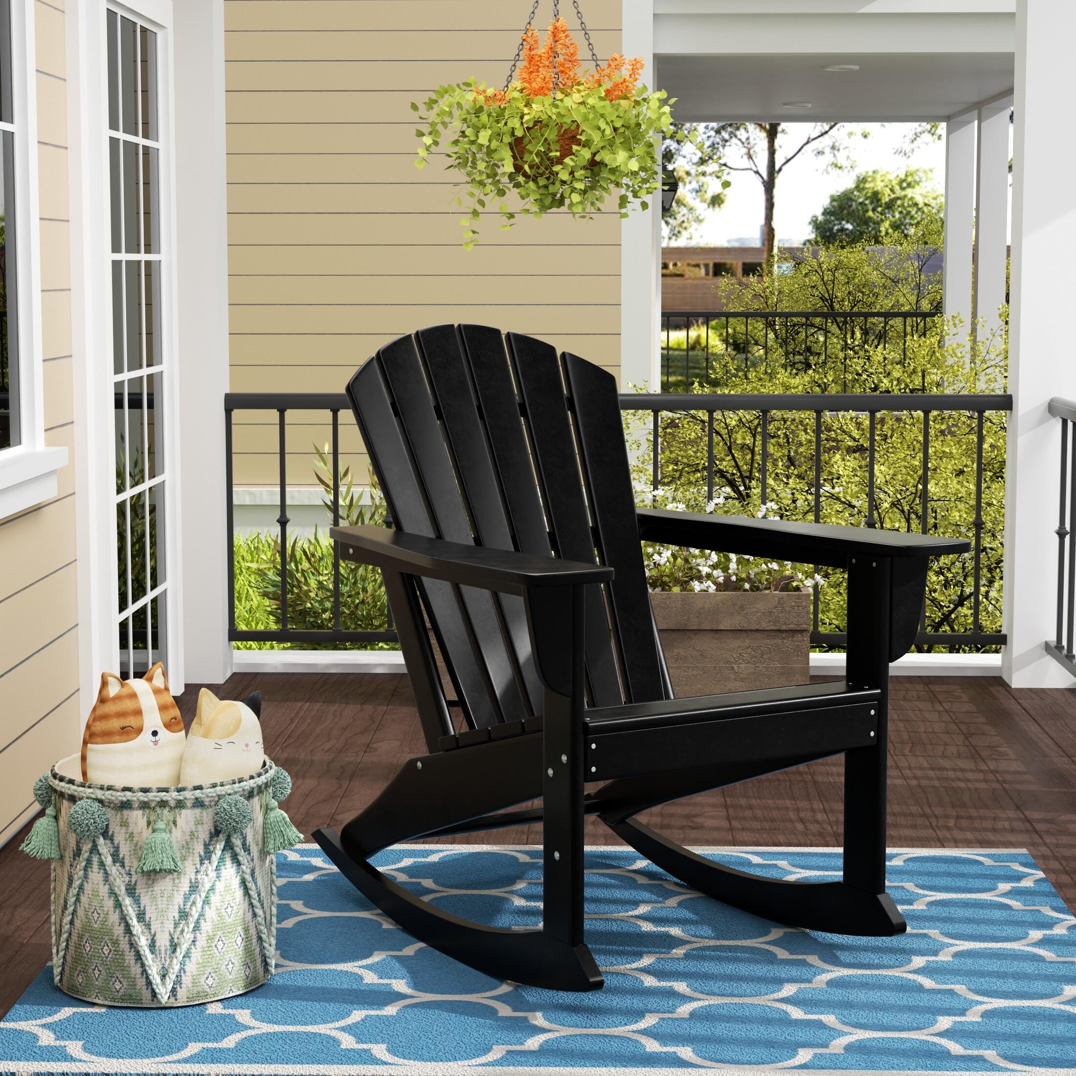 Bayview Classic Seashell Rocking Chair, Black, rollover