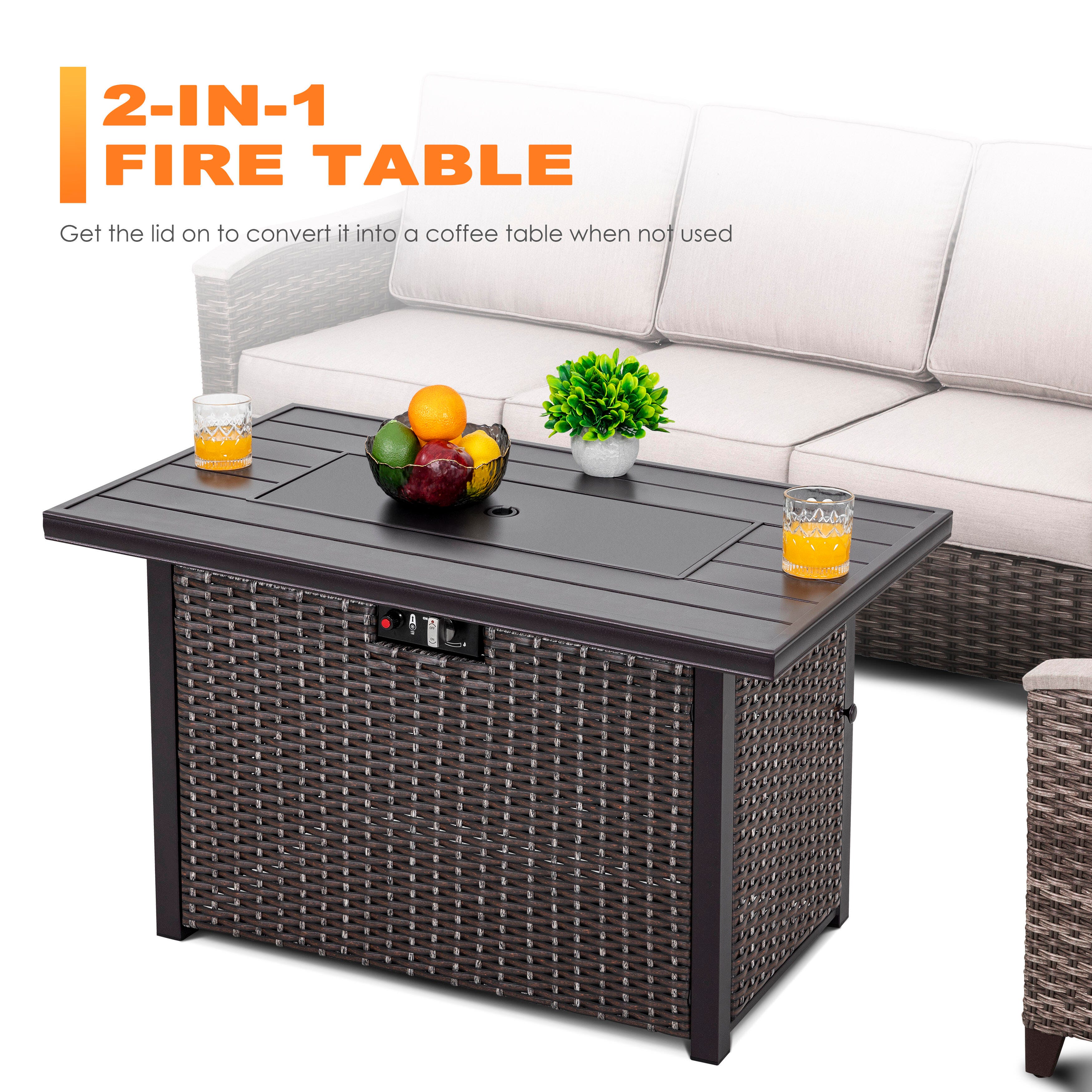 Nuu Garden Outdoor 43" Fire Pit Table, , large