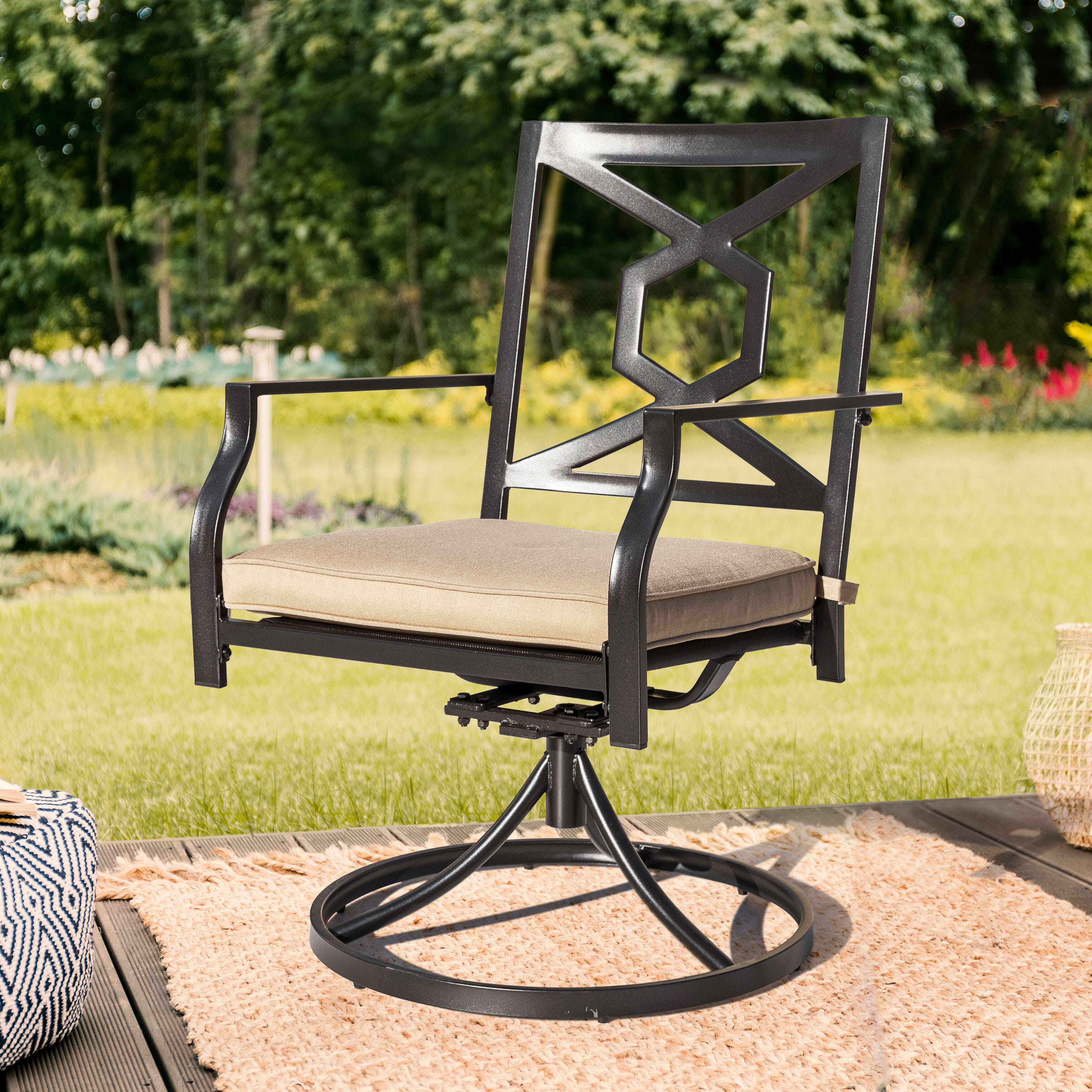 Nuu Garden Swivel Dining Chairs with Cushions (Set of 2), , large