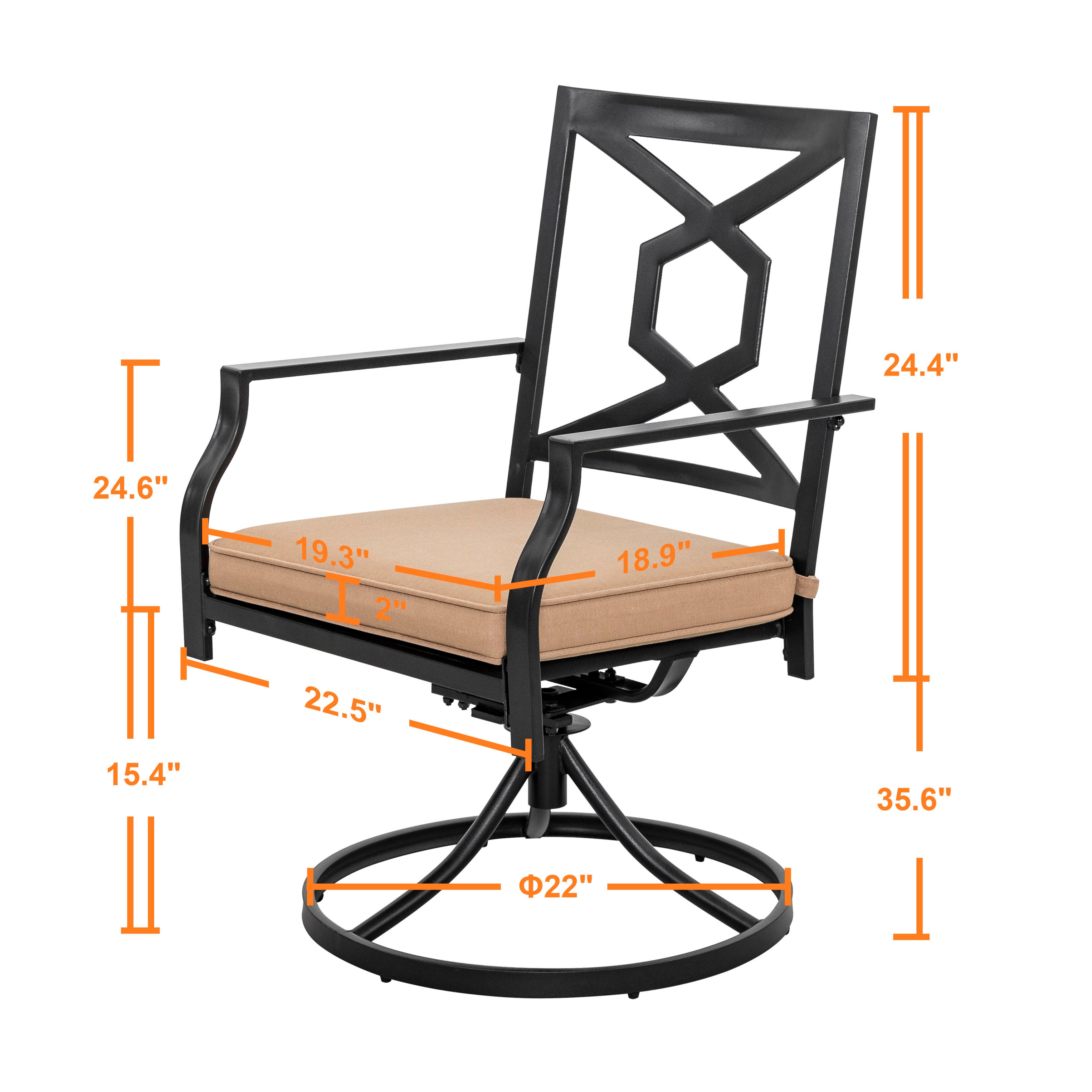 Nuu Garden Swivel Dining Chairs with Cushions (Set of 2), , large