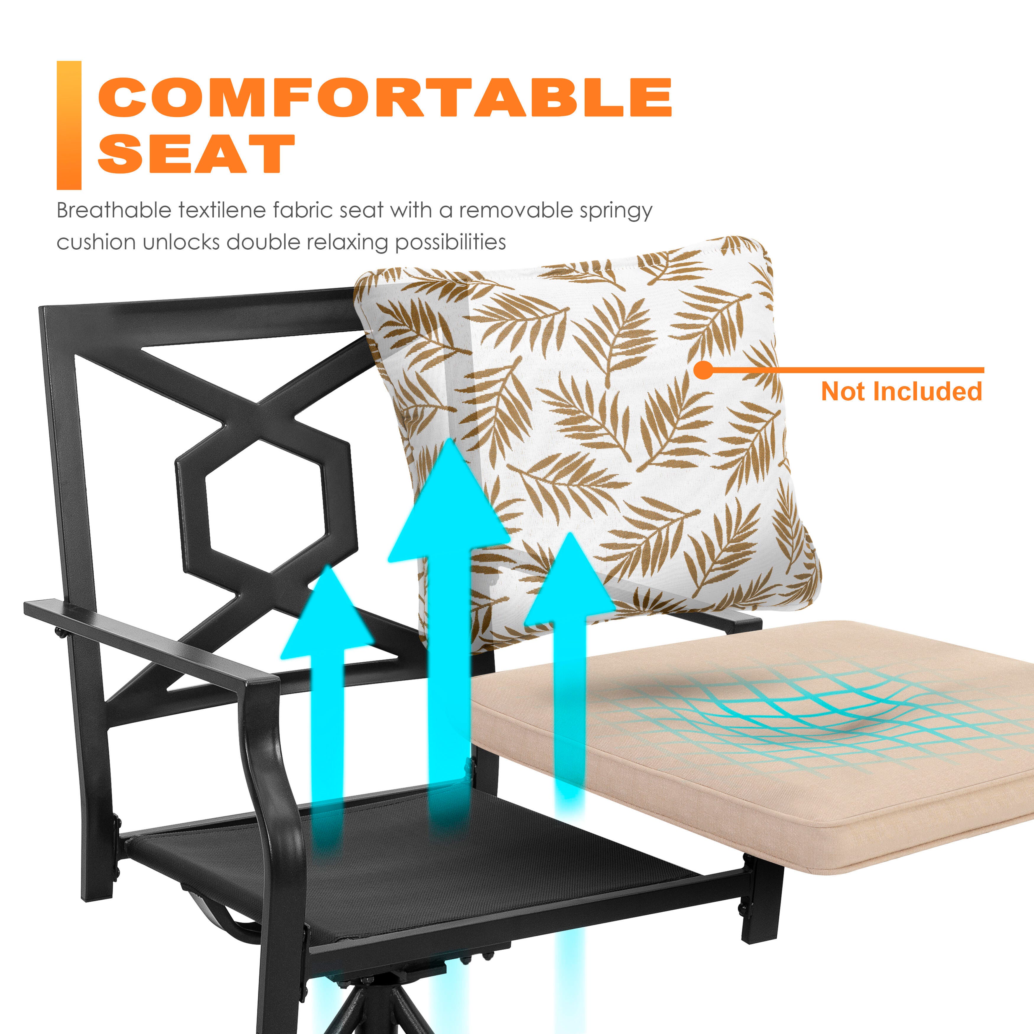 Nuu Garden Swivel Dining Chairs with Cushions (Set of 2), , large