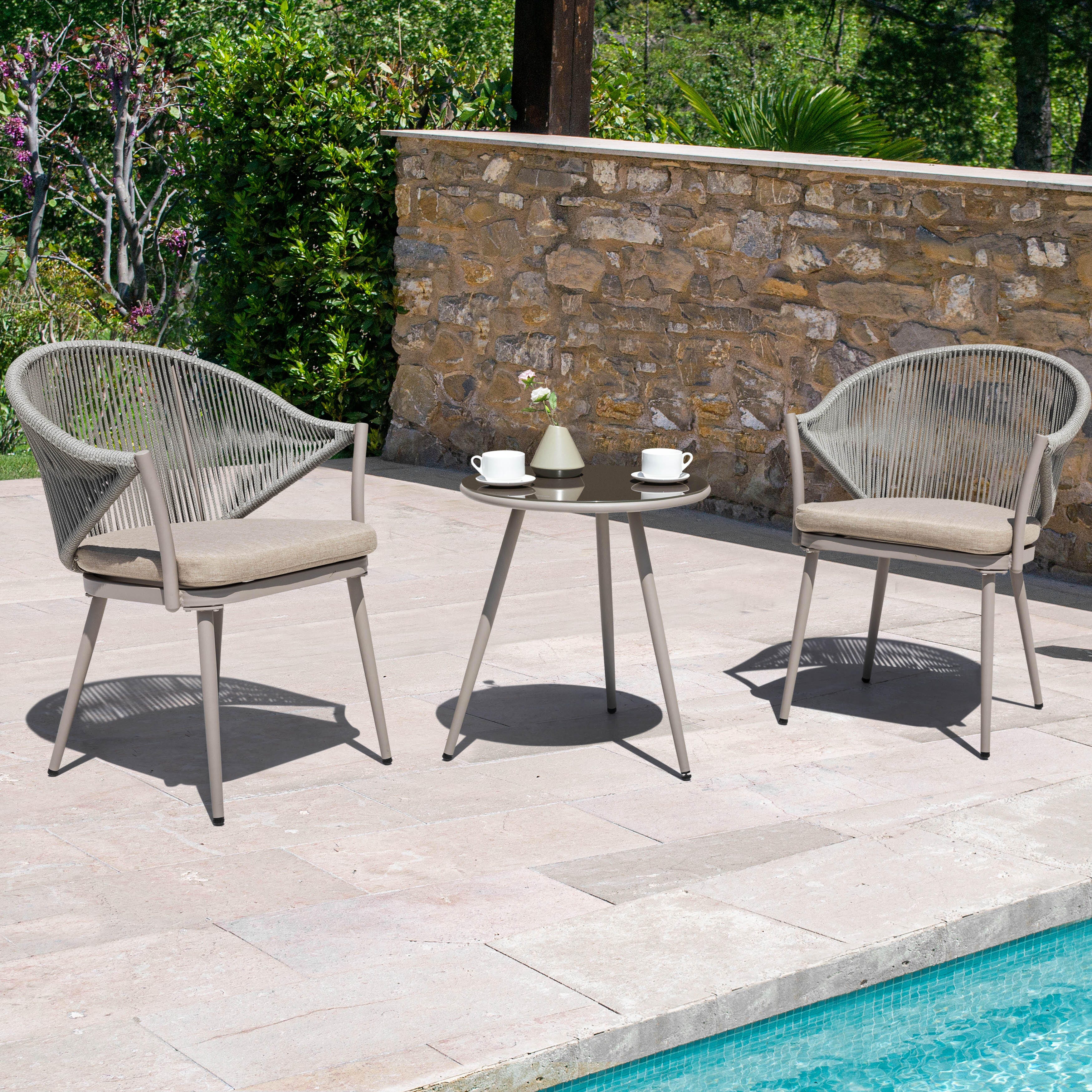 Nuu Garden Outdoor Conversation Chairs with Seat Cushion (Set of 2), , large