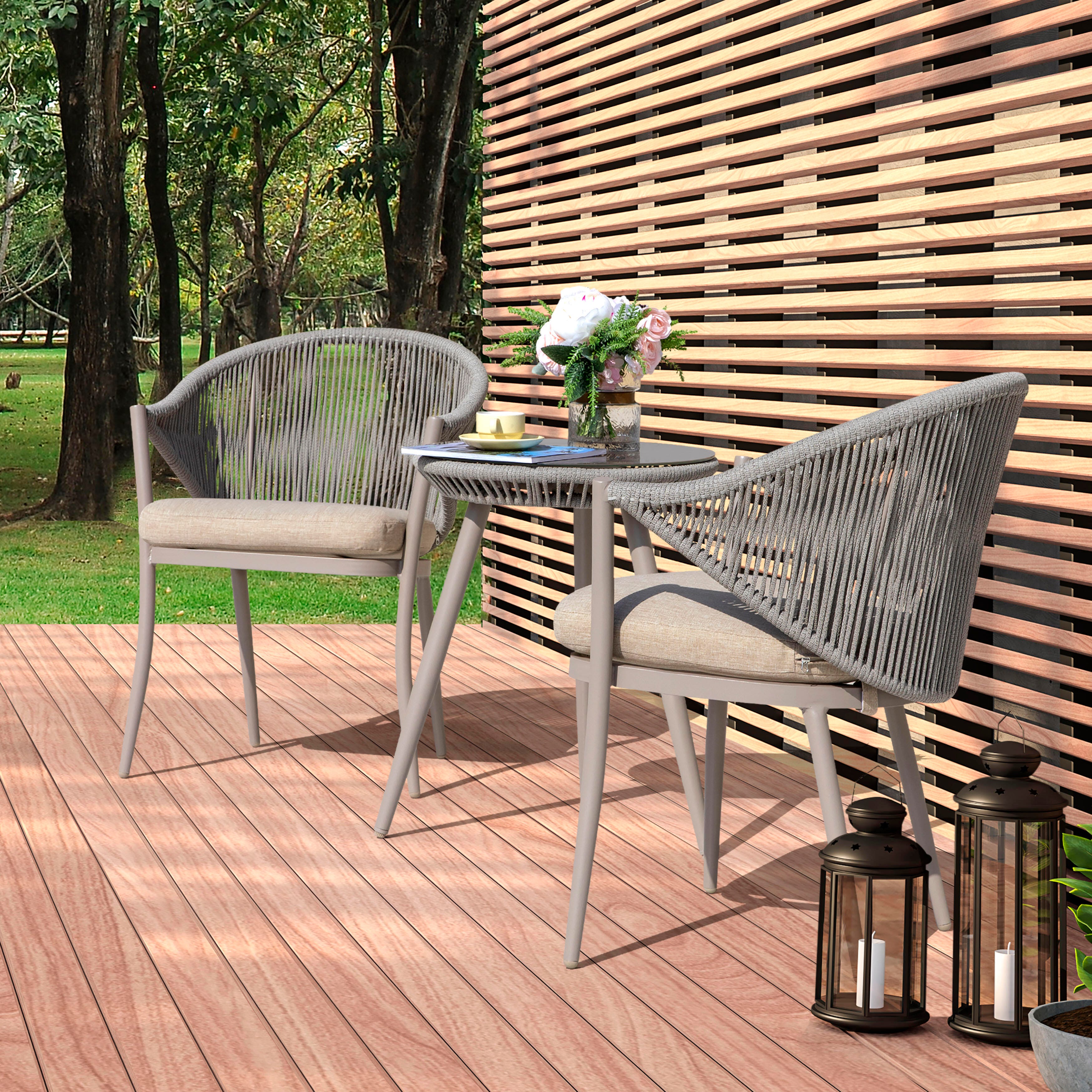 Nuu Garden Outdoor Woven Rope Bistro Chairs Set of 2 | Ashley