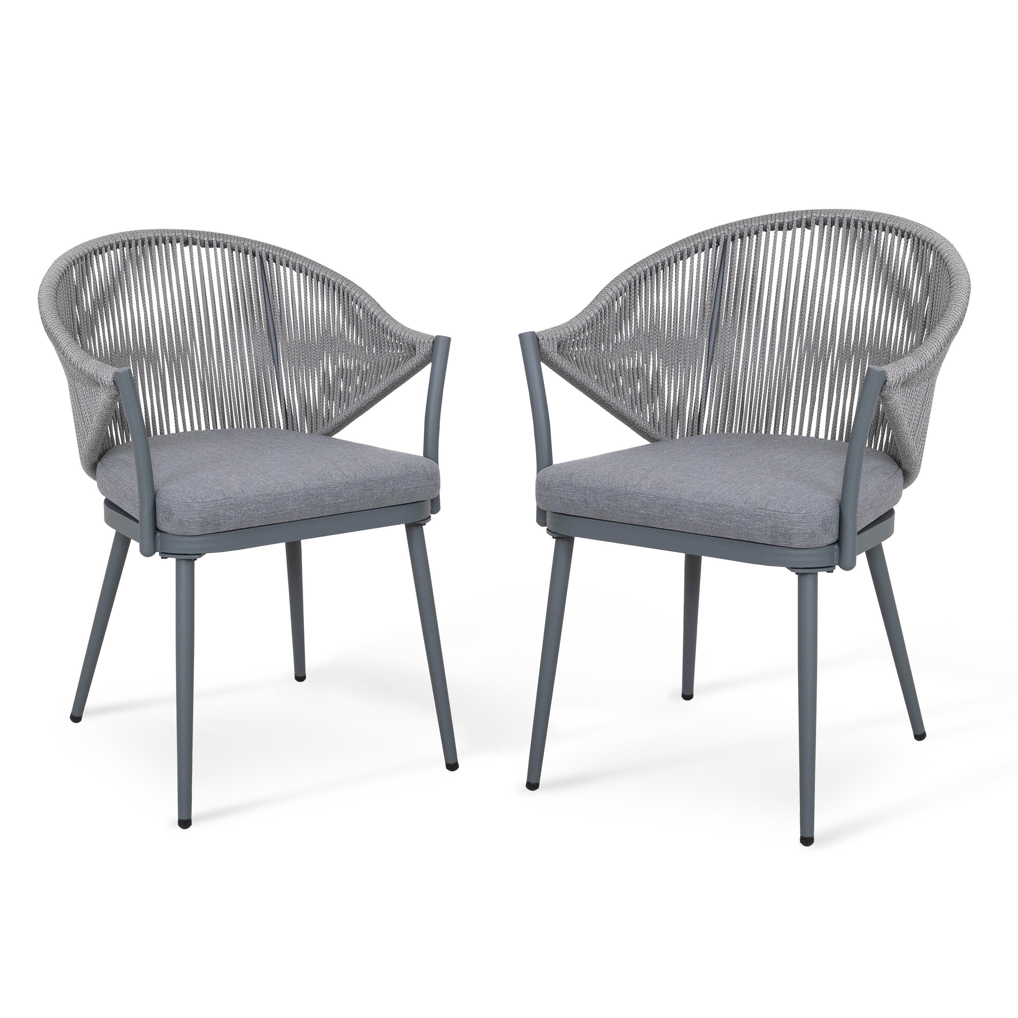 Nuu Garden Outdoor Woven Rope Bistro Chairs Set of 2, , large