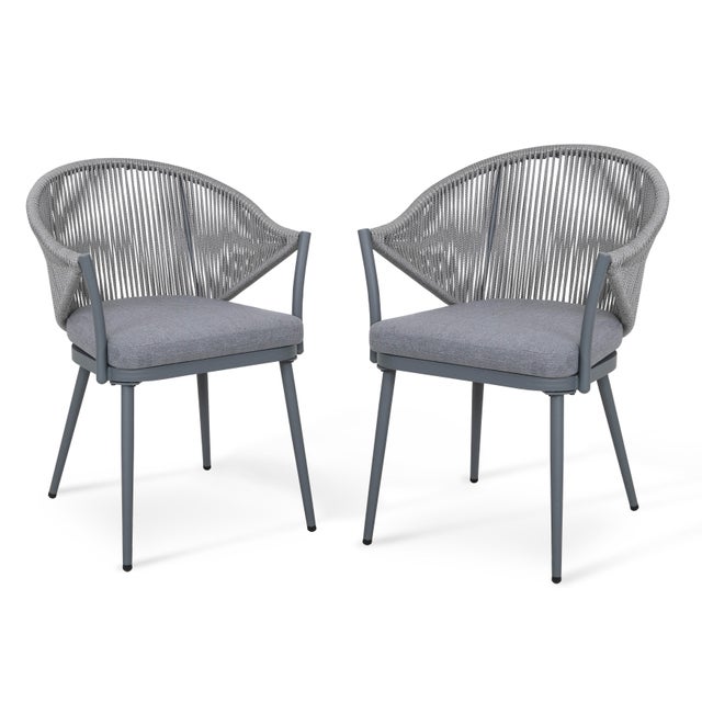 Nuu Garden Outdoor Woven Rope Bistro Chairs Set of 2