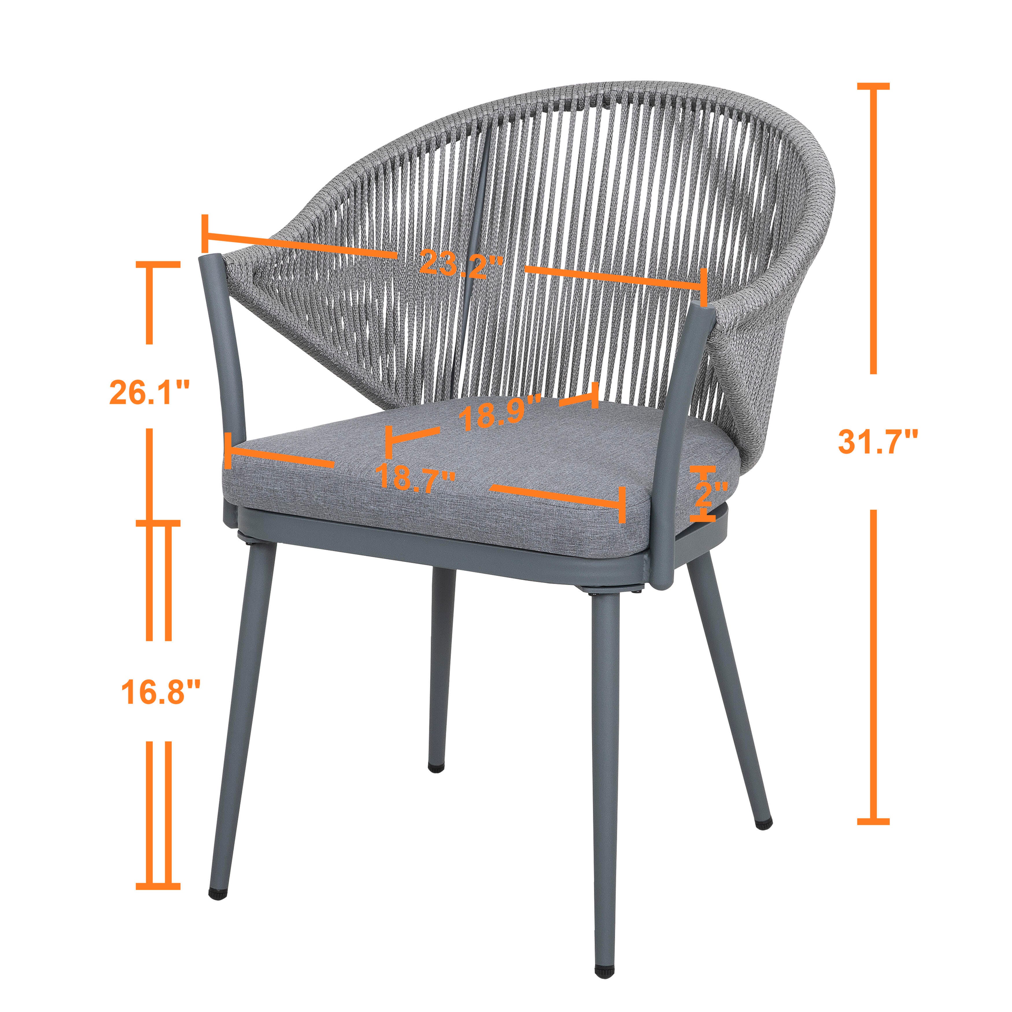 Nuu Garden Outdoor Woven Rope Bistro Chairs Set of 2, , large