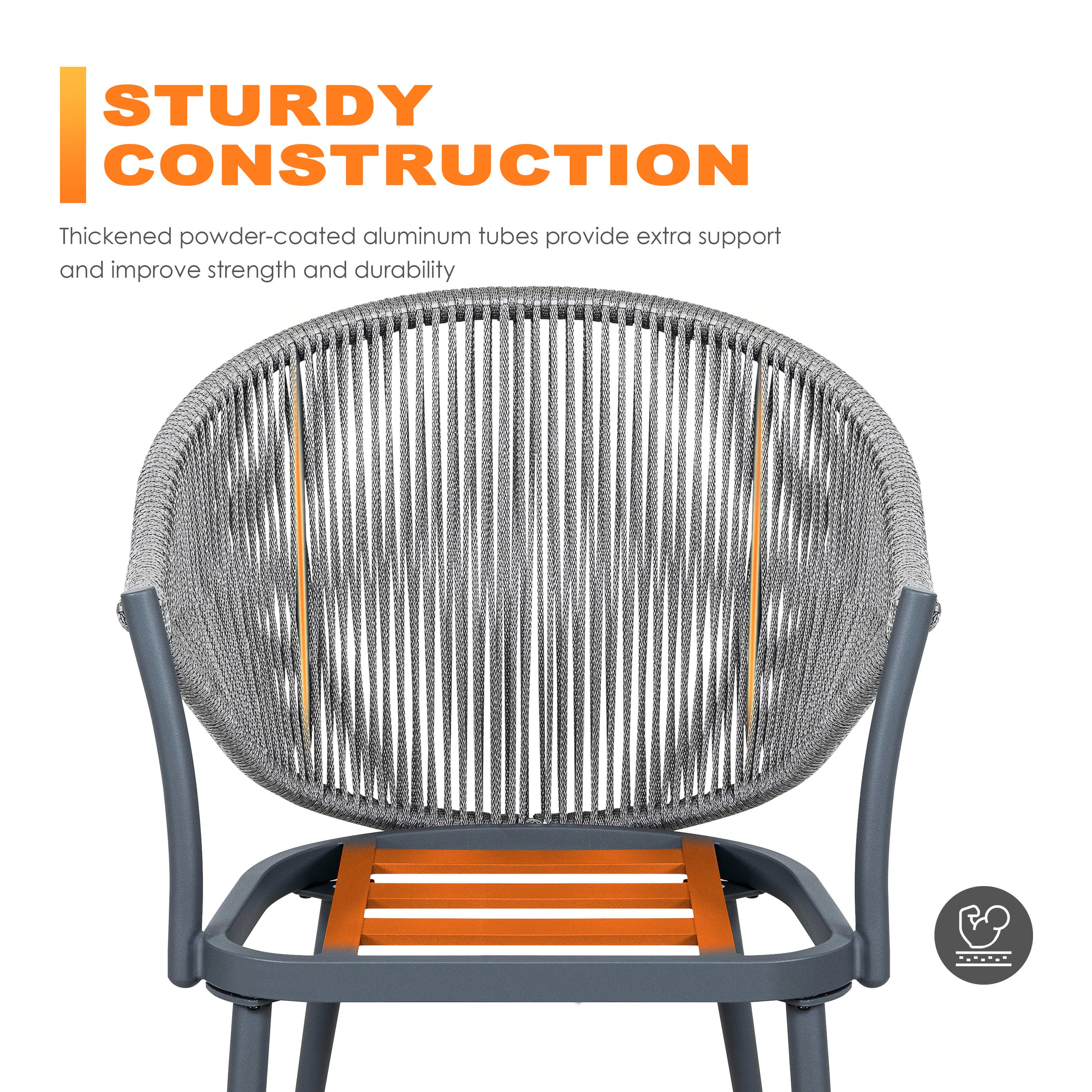 Nuu Garden Outdoor Woven Rope Bistro Chairs Set of 2, , large