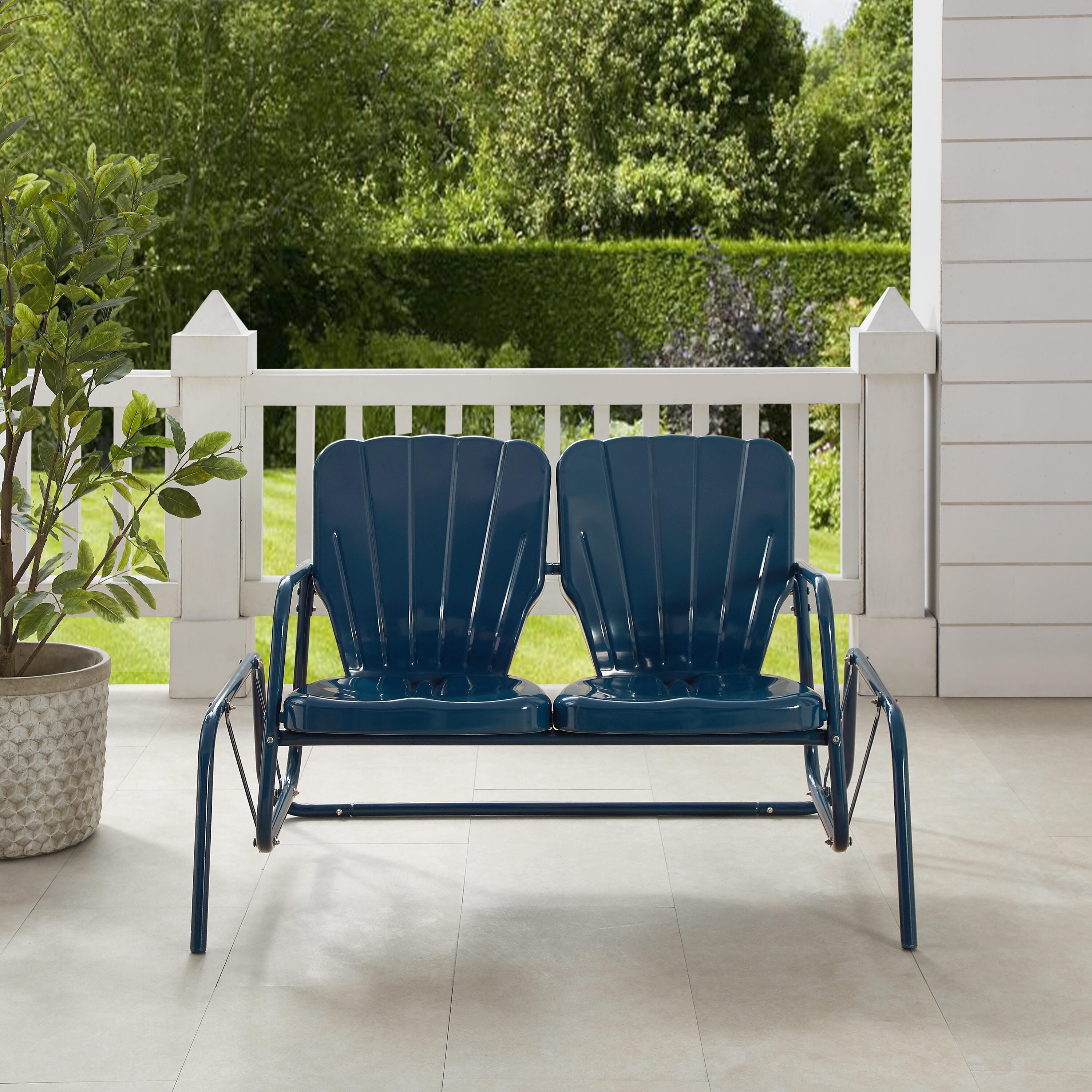 Ridgeland Outdoor Loveseat Glider, Navy, large