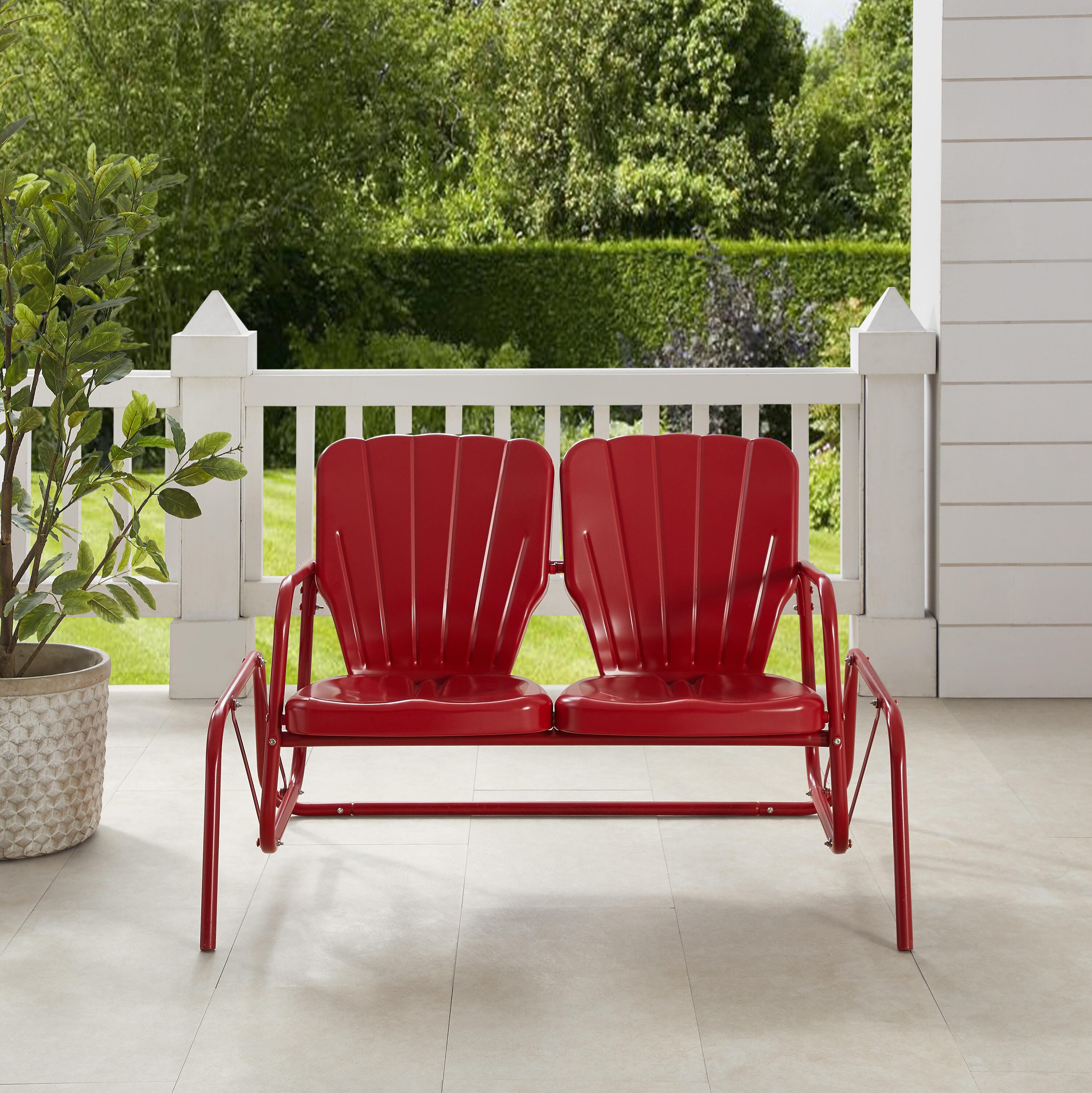 Ridgeland Outdoor Loveseat Glider, Bright Red, large