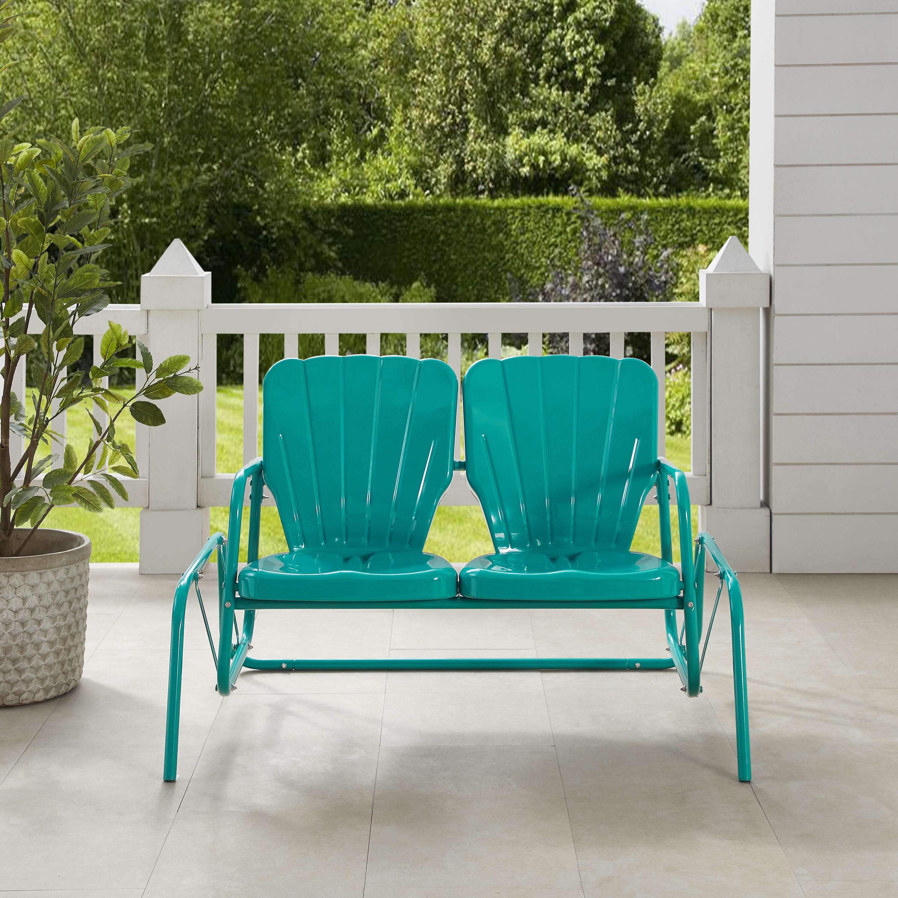 Ridgeland Outdoor Loveseat Glider, Turquoise, large
