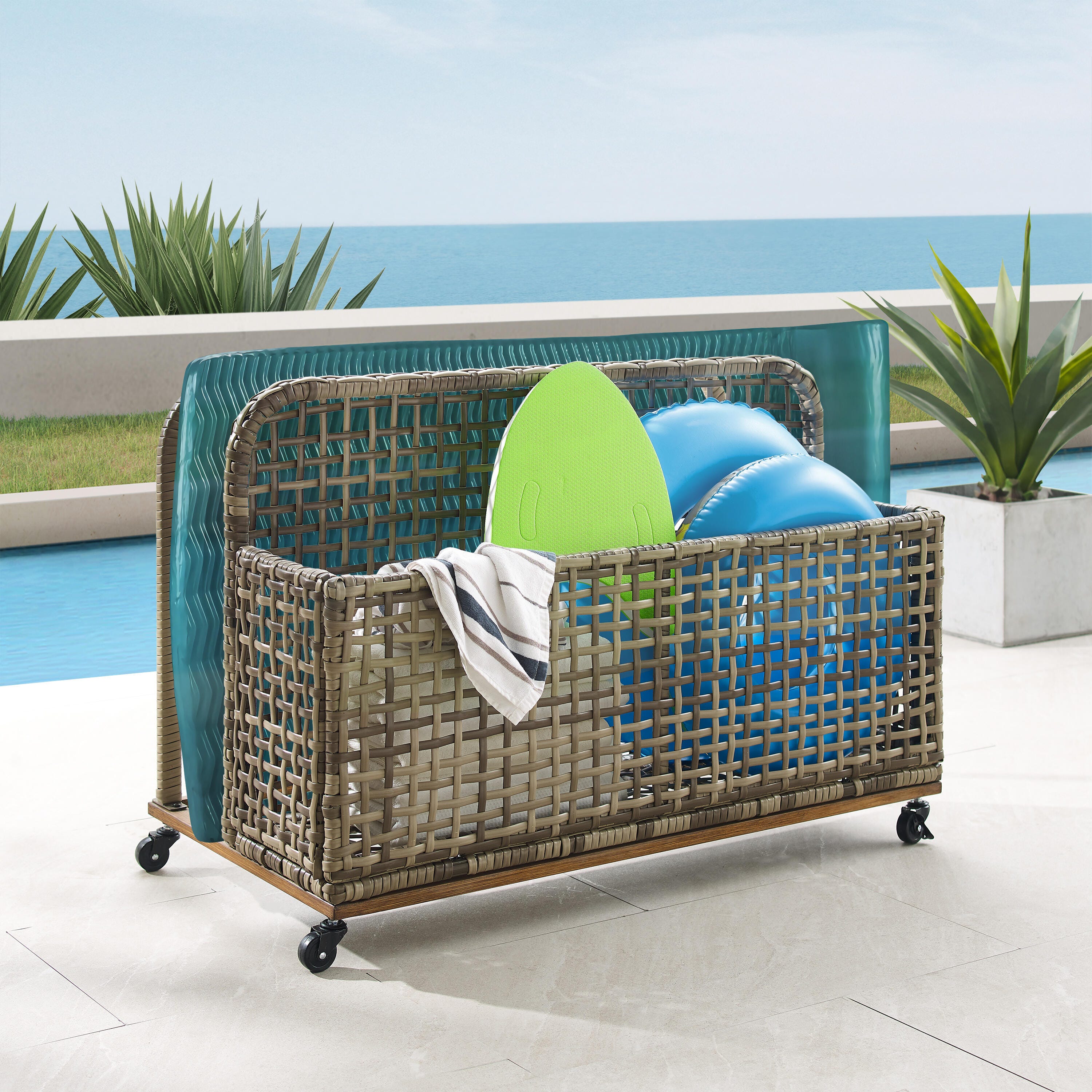Crosley Furniture Ridley Outdoor Pool Caddy, , large