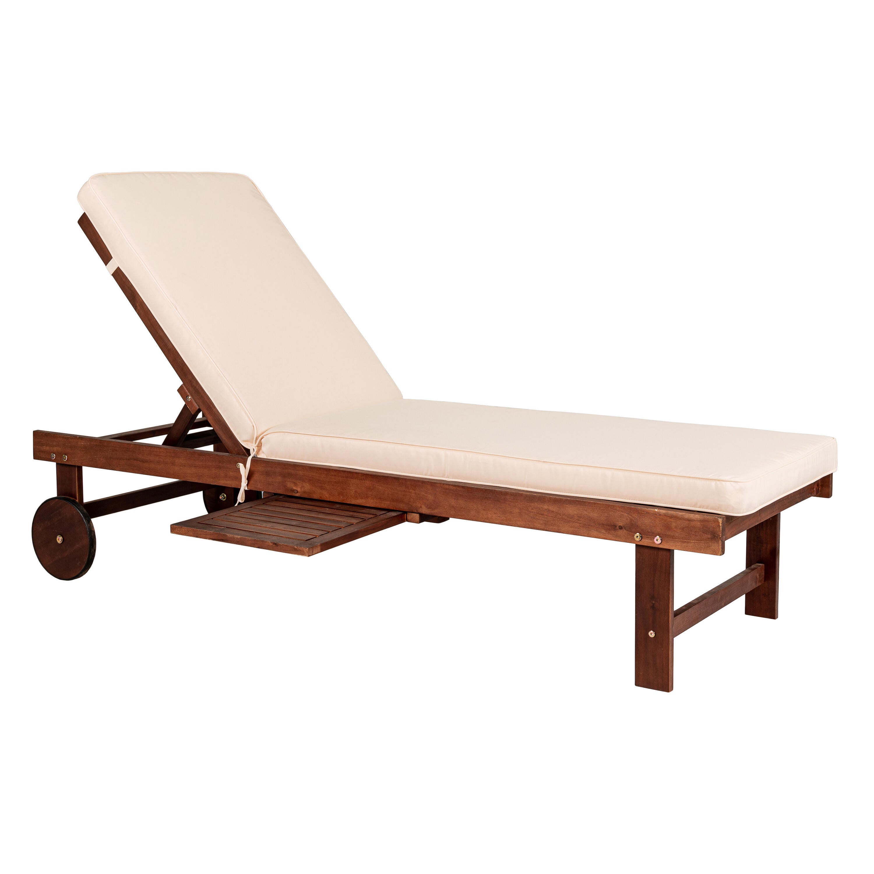 JONATHAN Y Seabrook Outdoor Acacia Lounger with Cushion, Dark Brown, large