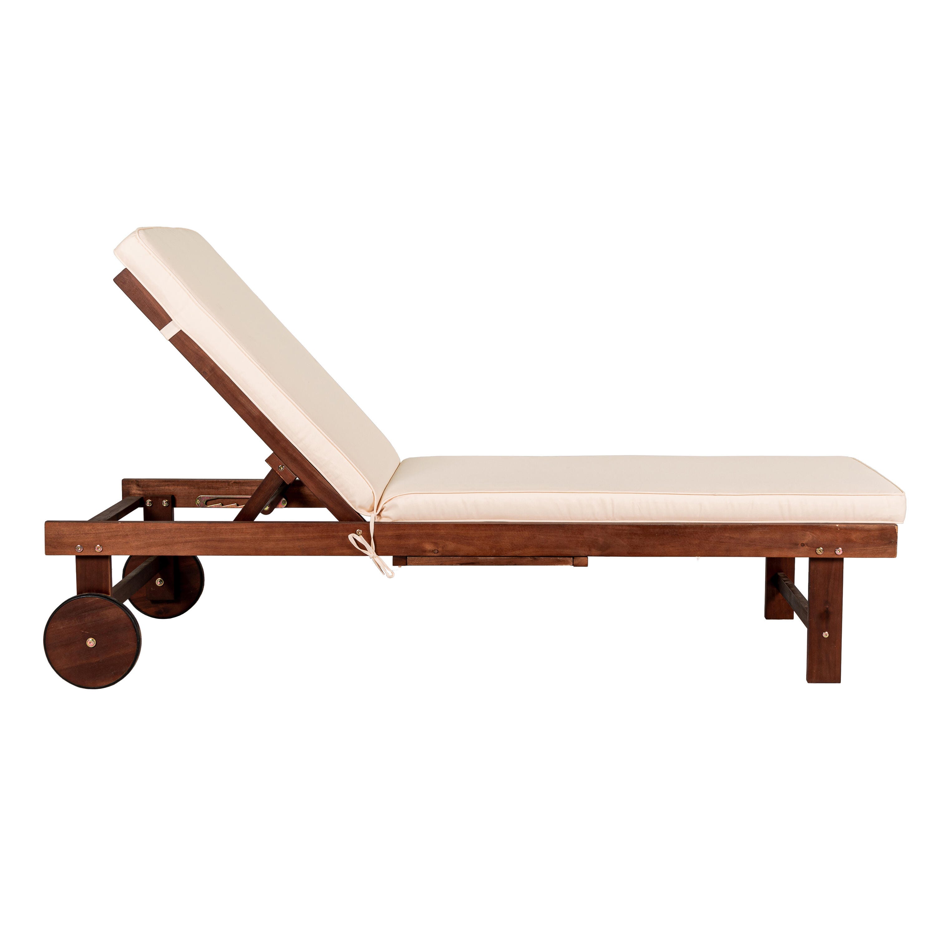 JONATHAN Y Seabrook Outdoor Acacia Lounger with Cushion, Dark Brown, large