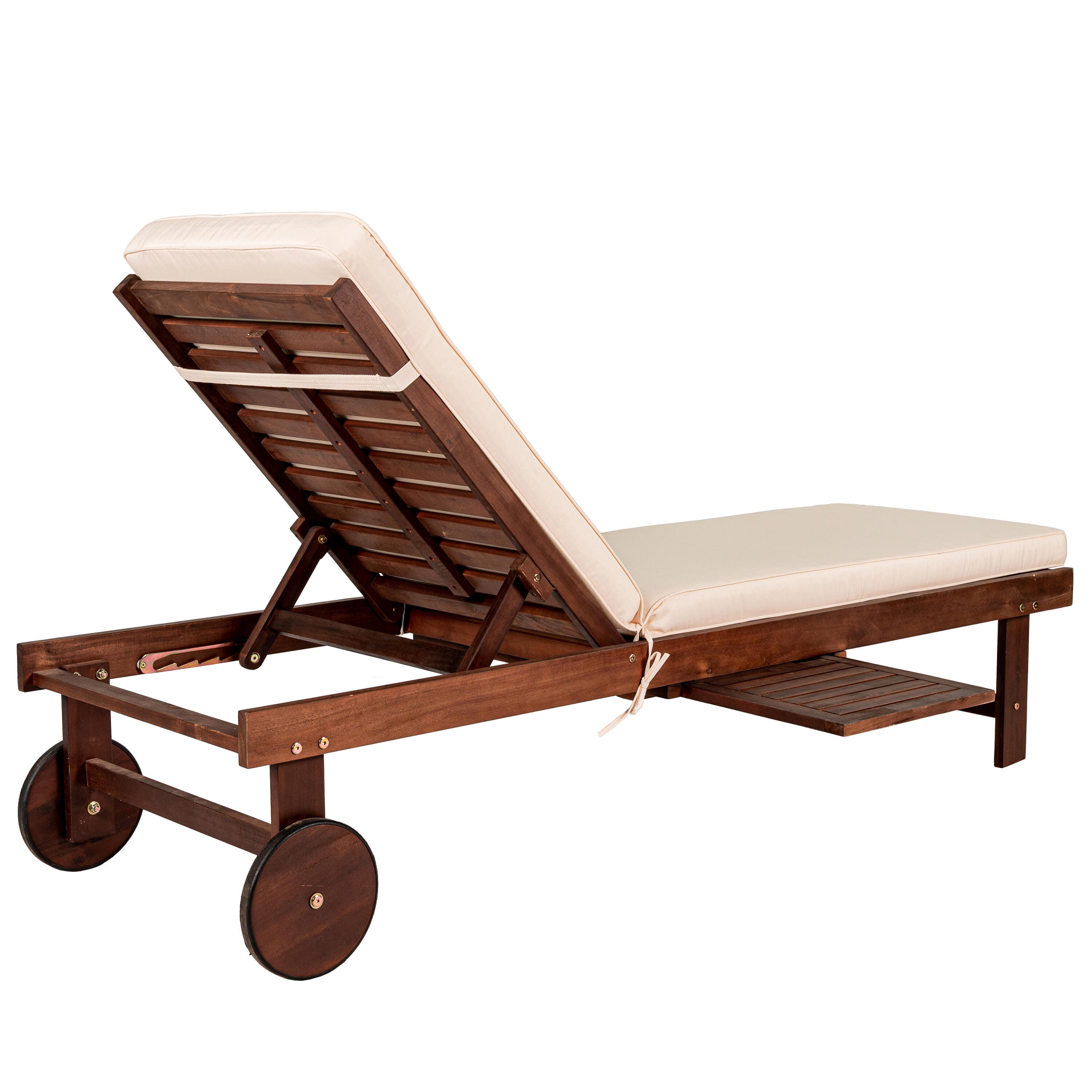 JONATHAN Y Seabrook Outdoor Acacia Lounger with Cushion, Dark Brown, large