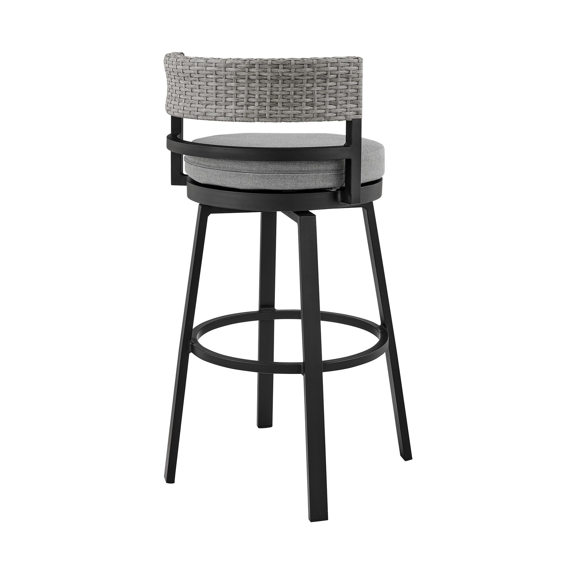 Encinitas Outdoor Counter Height Bar Stool, Black, large