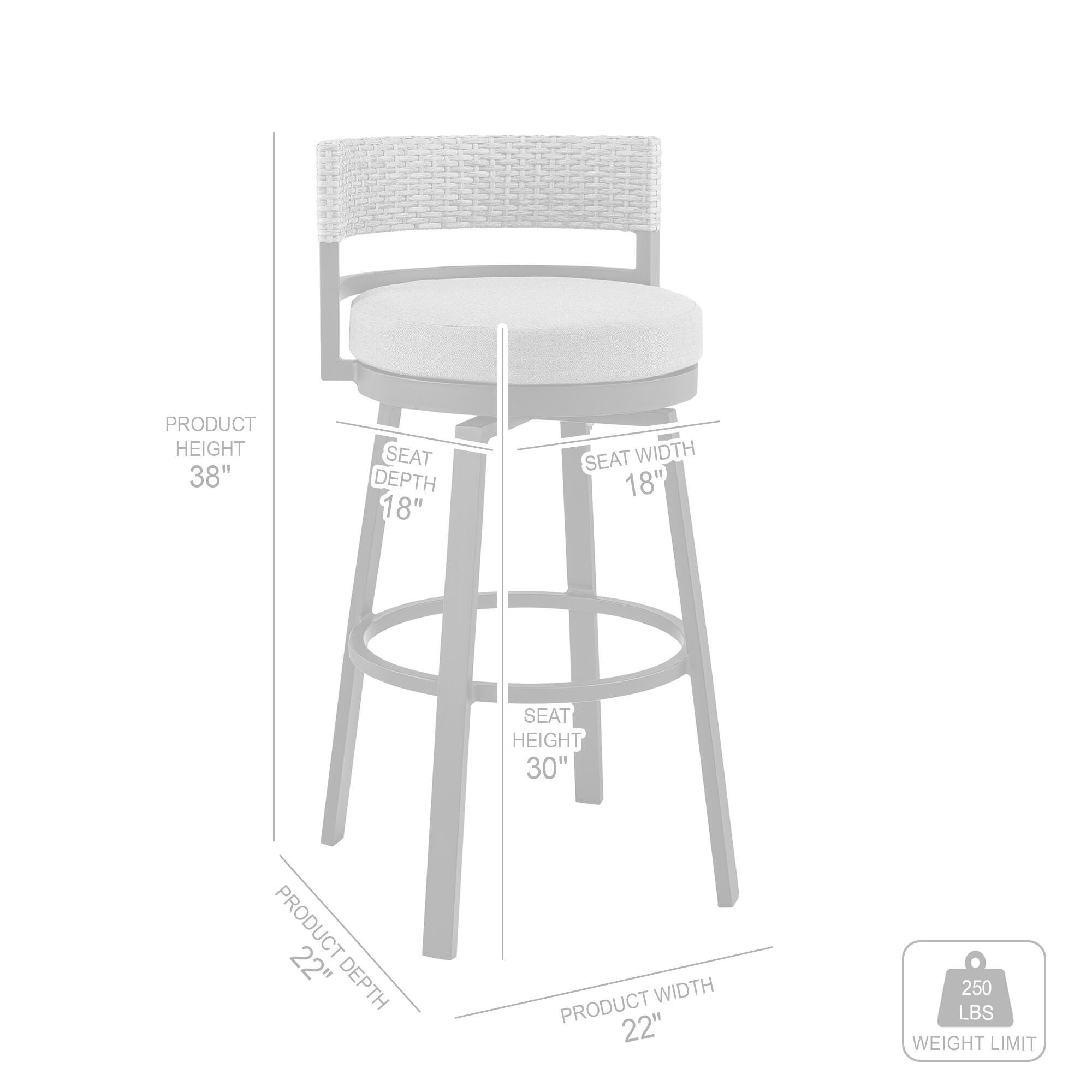 Encinitas Outdoor Bar Height Bar Stool, Black, large