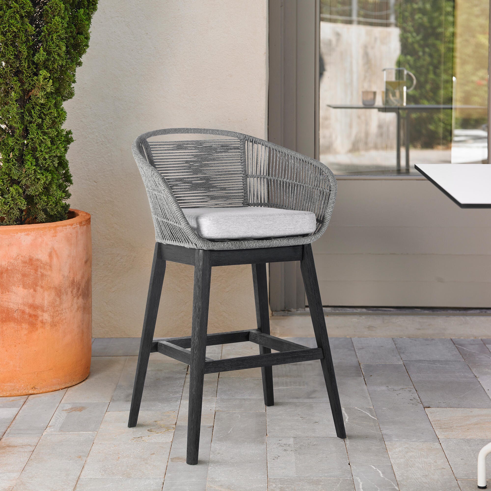 Tutti Frutti Outdoor Counter Height Bar Stool, Black, rollover
