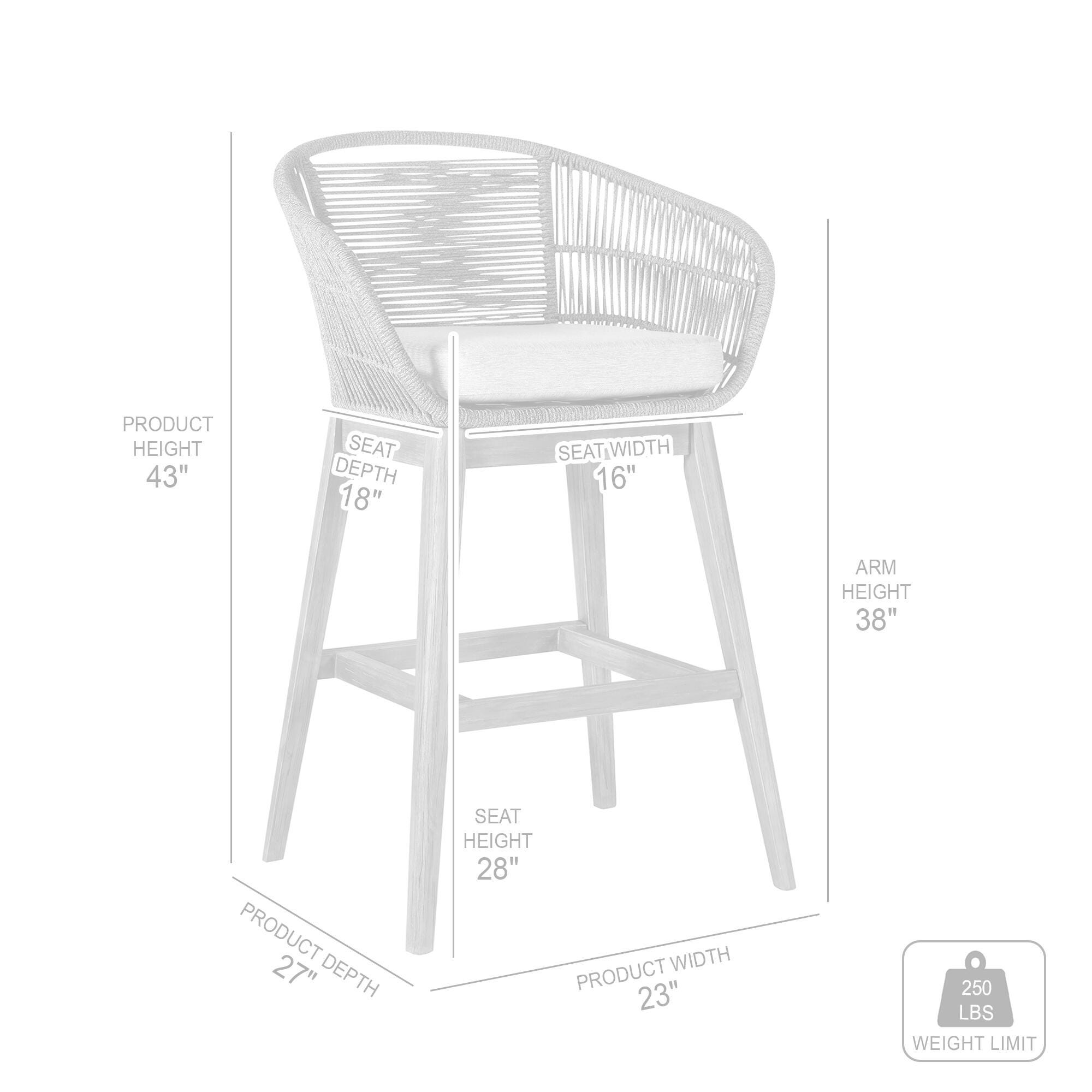 Tutti Frutti Outdoor Bar Height Bar Stool, Black, large