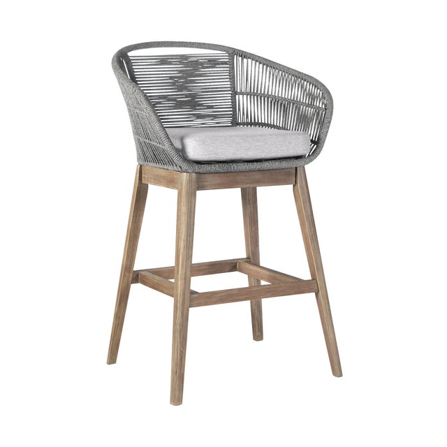 Tutti Frutti Outdoor Bar Height Bar Stool, Aged Teak