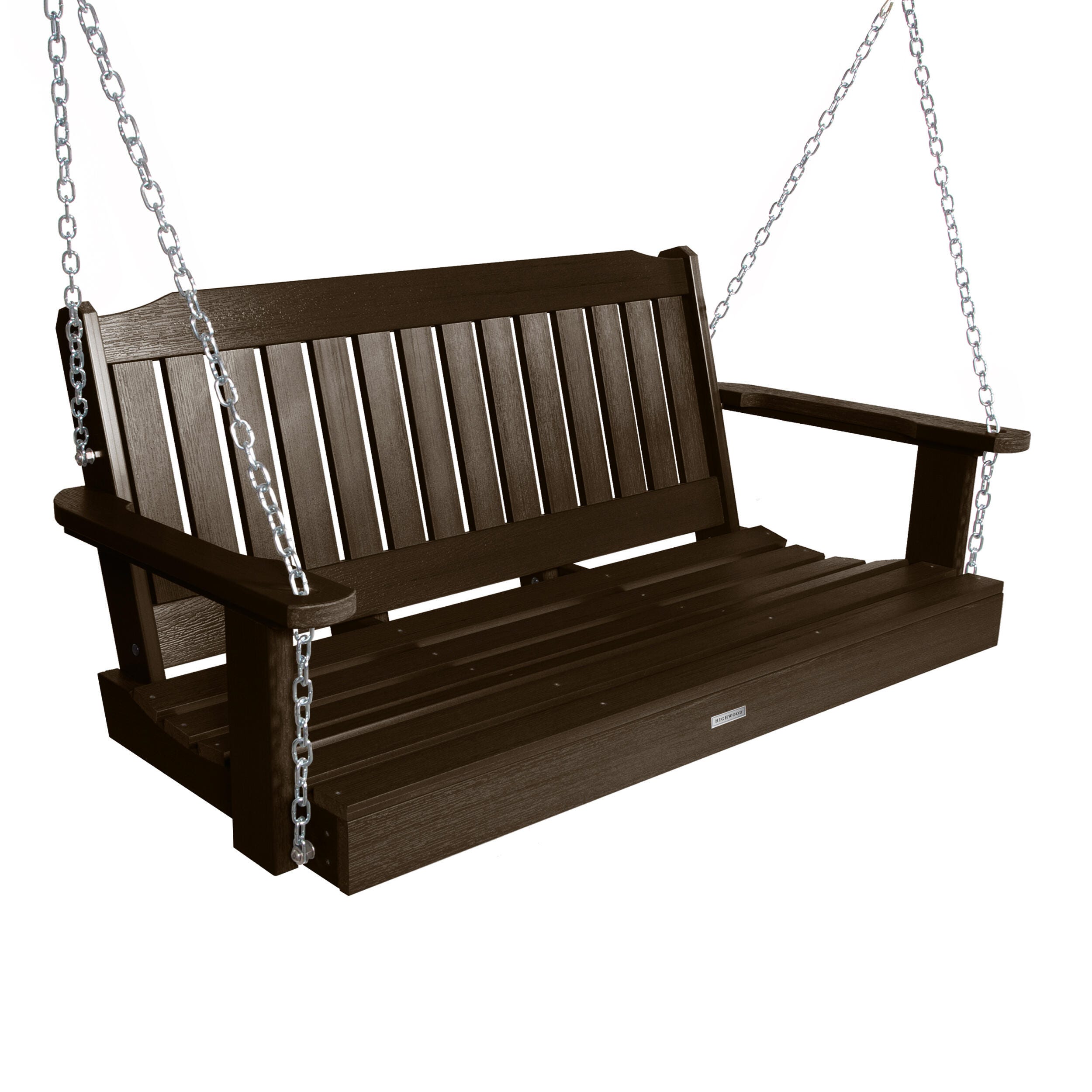 Highwood USA Lehigh 4-Foot Porch Swing, Weathered Acorn, large