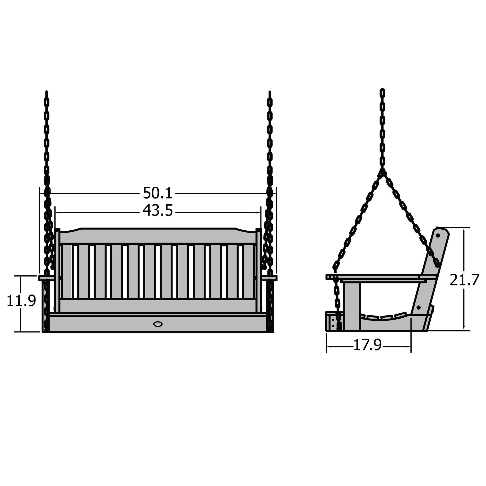 Highwood USA Lehigh 4-Foot Porch Swing, Weathered Acorn, large