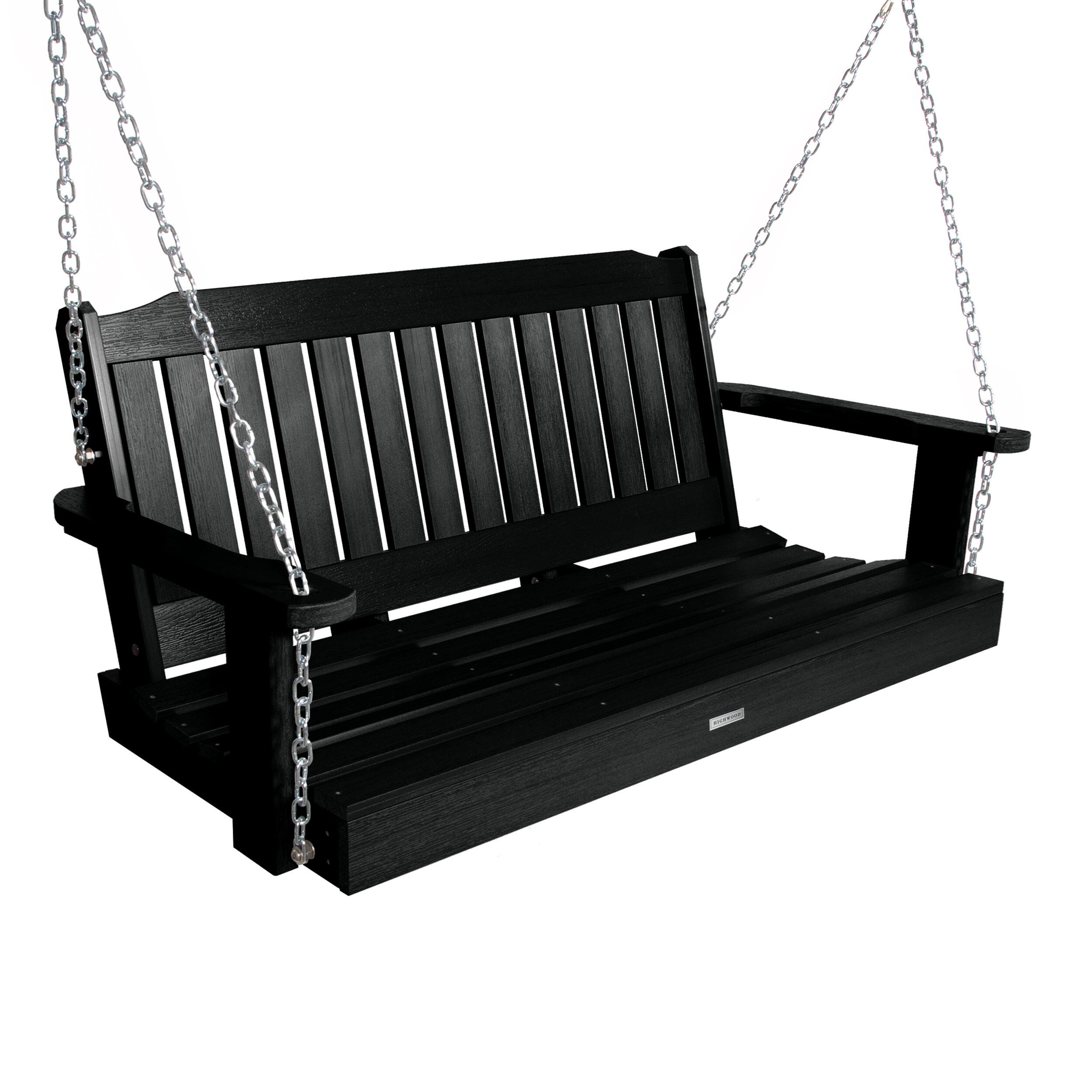 Highwood USA Lehigh 4-Foot Porch Swing, Black, large