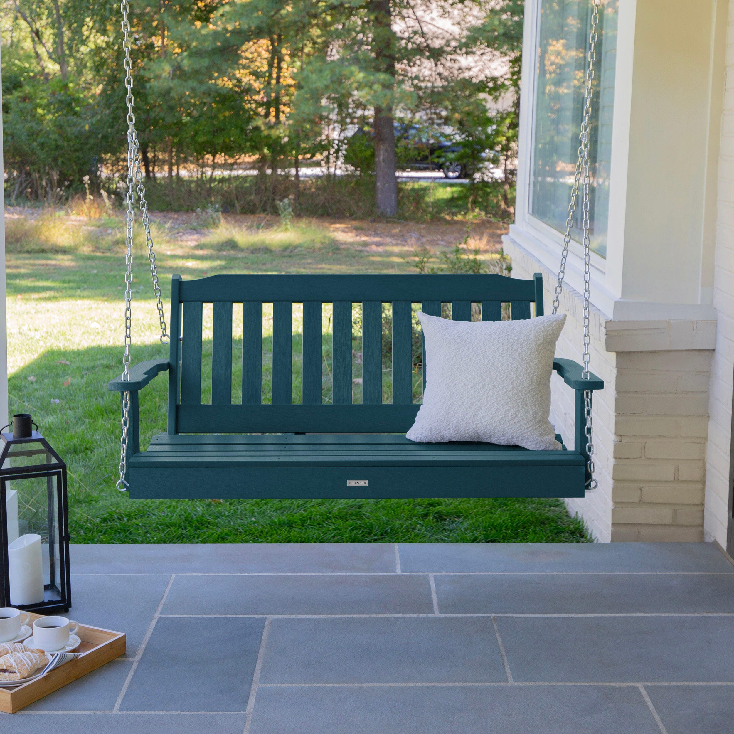 Highwood USA Lehigh 4-Foot Porch Swing, Nantucket Blue, large