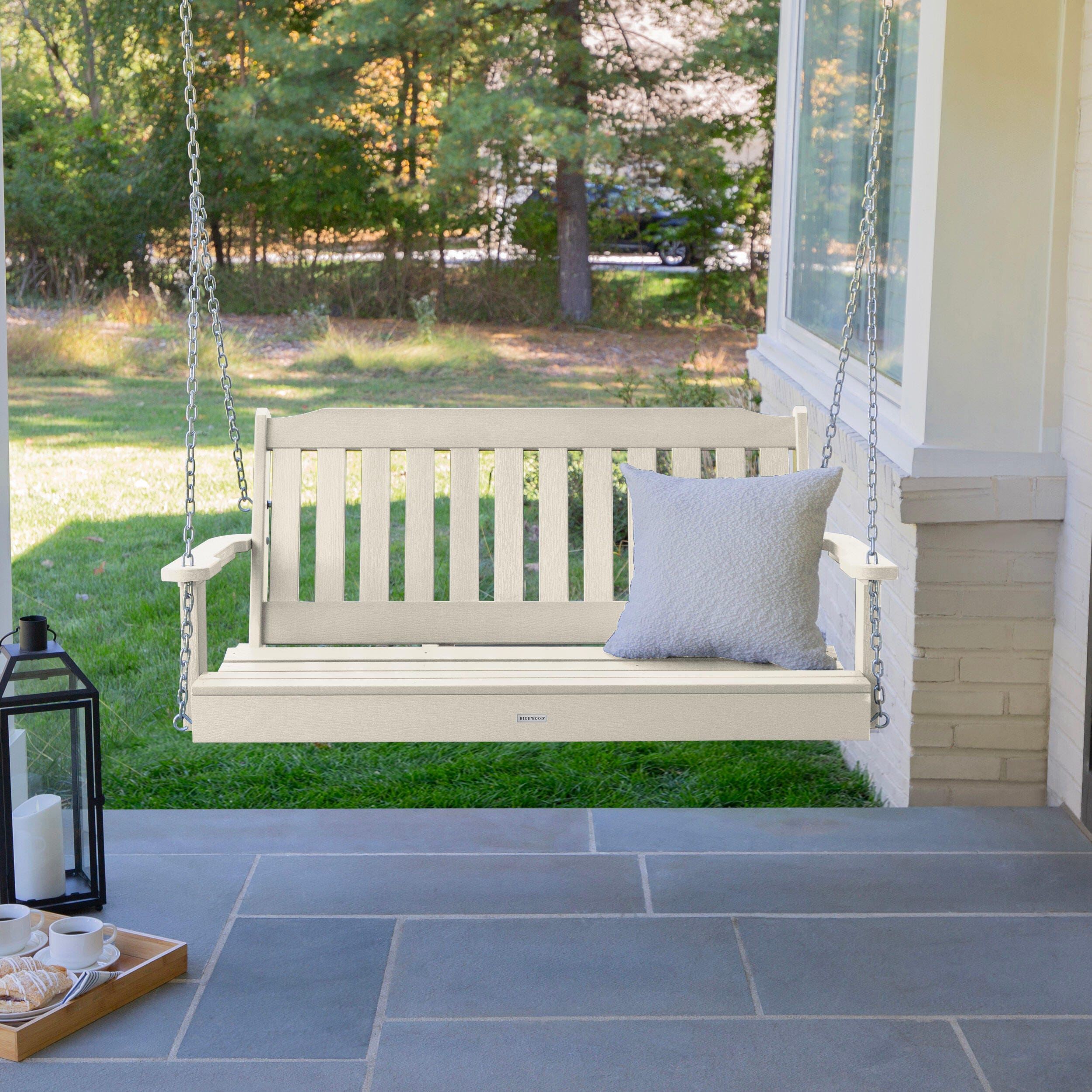 Highwood USA Lehigh 4-Foot Porch Swing, Whitewash, large
