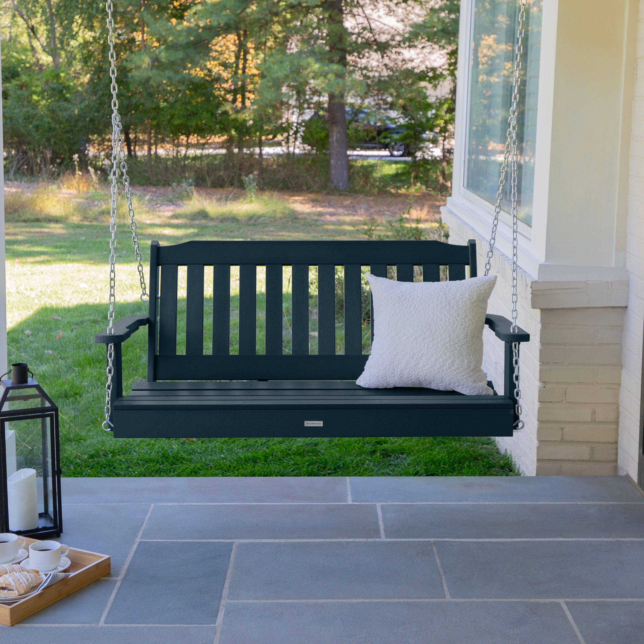 Highwood USA Lehigh 4-Foot Porch Swing, Federal Blue, large