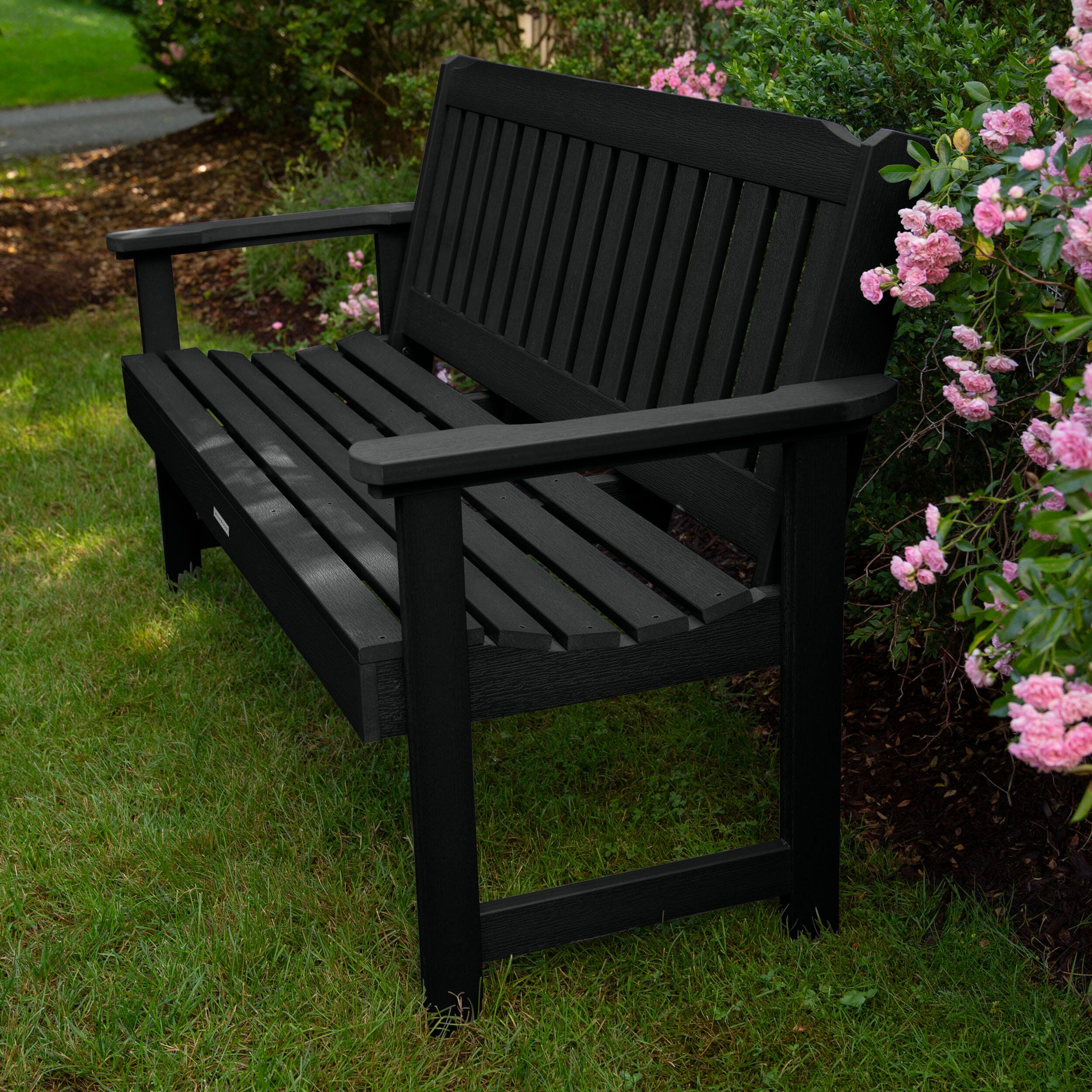 Highwood USA Lehigh 5-Foot Garden Bench, Black, large