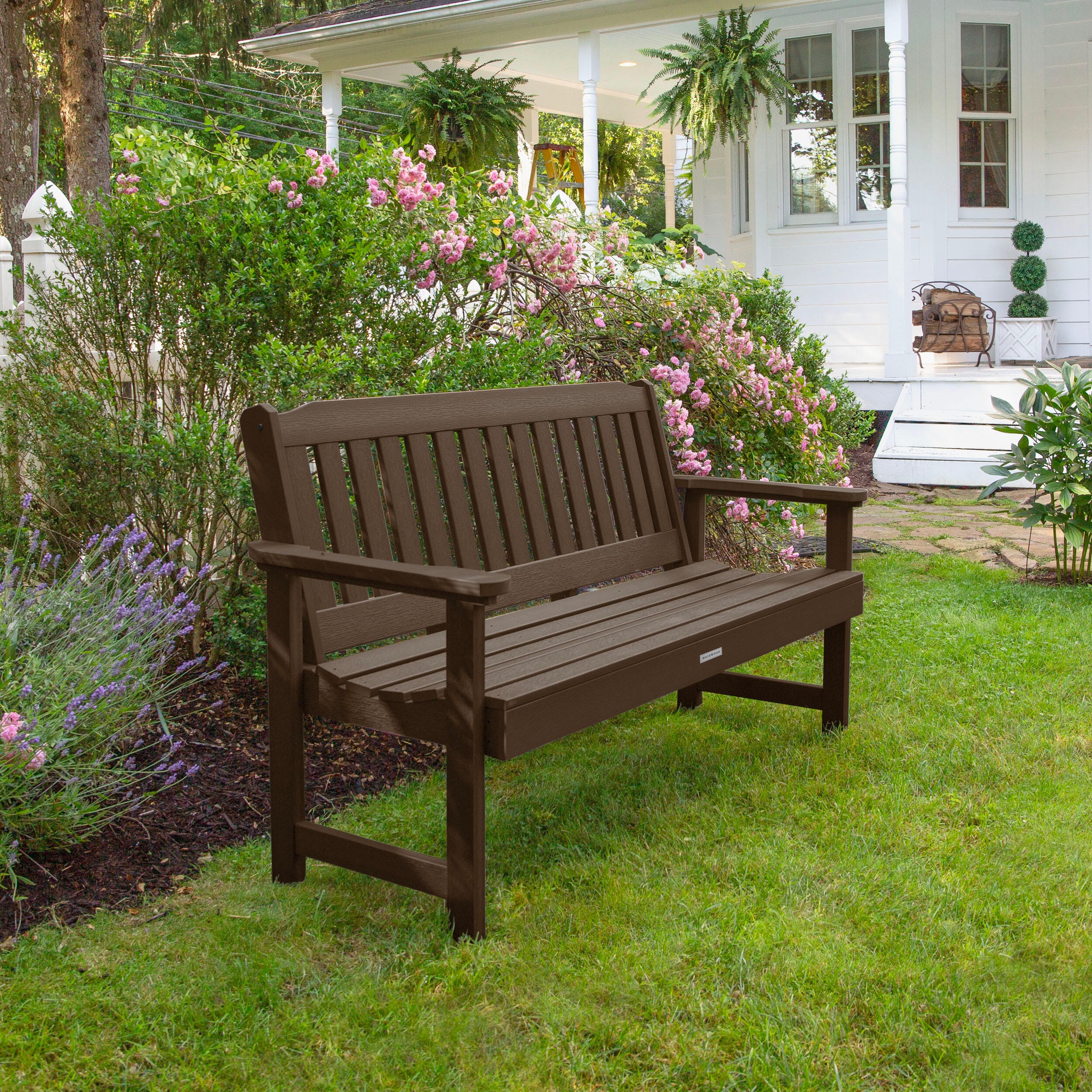 Highwood USA Lehigh 5-Foot Garden Bench, Weathered Acorn, large