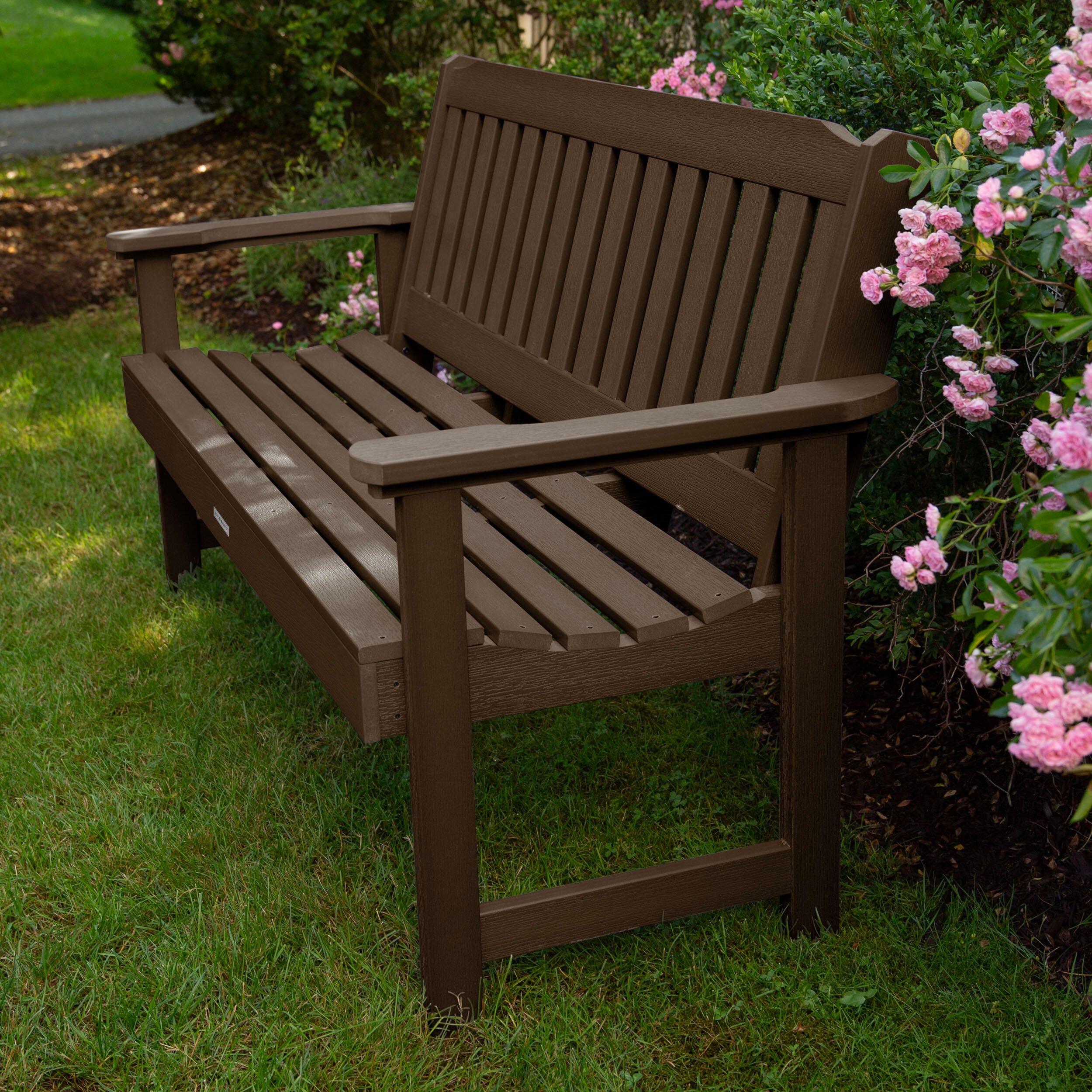 Highwood USA Lehigh 5-Foot Garden Bench, Weathered Acorn, large