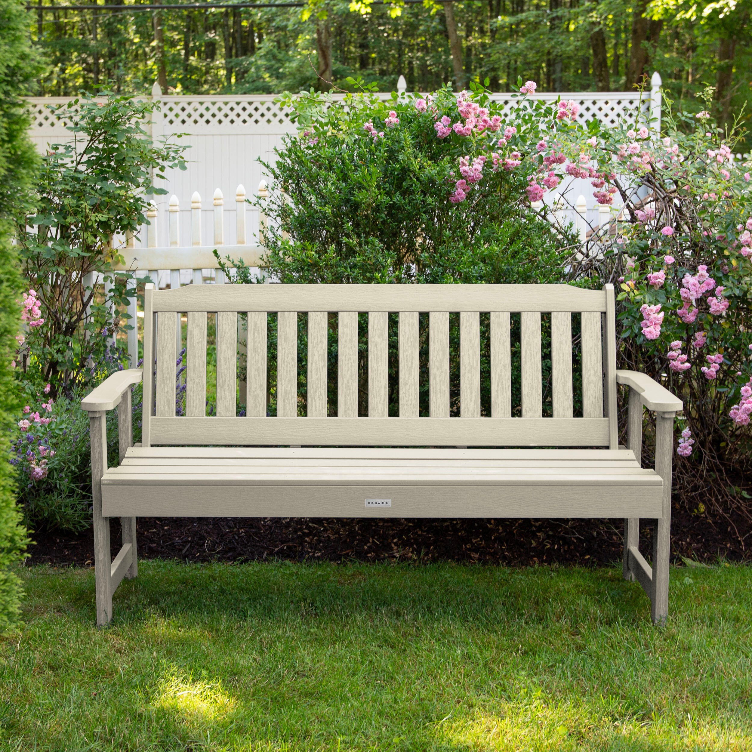 Highwood USA Lehigh 5-Foot Garden Bench, Whitewash, large