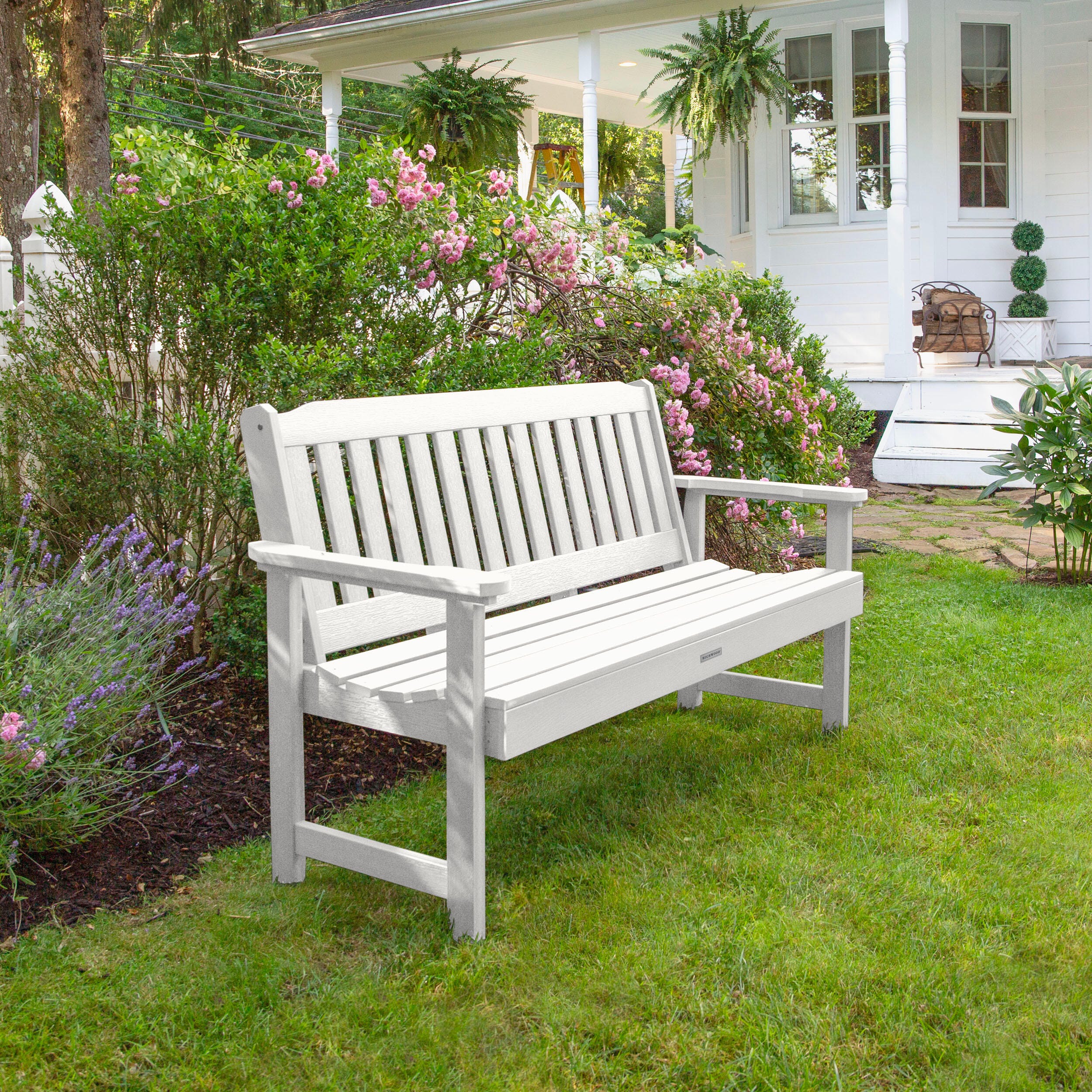 Highwood USA Lehigh 5-Foot Garden Bench, White, large