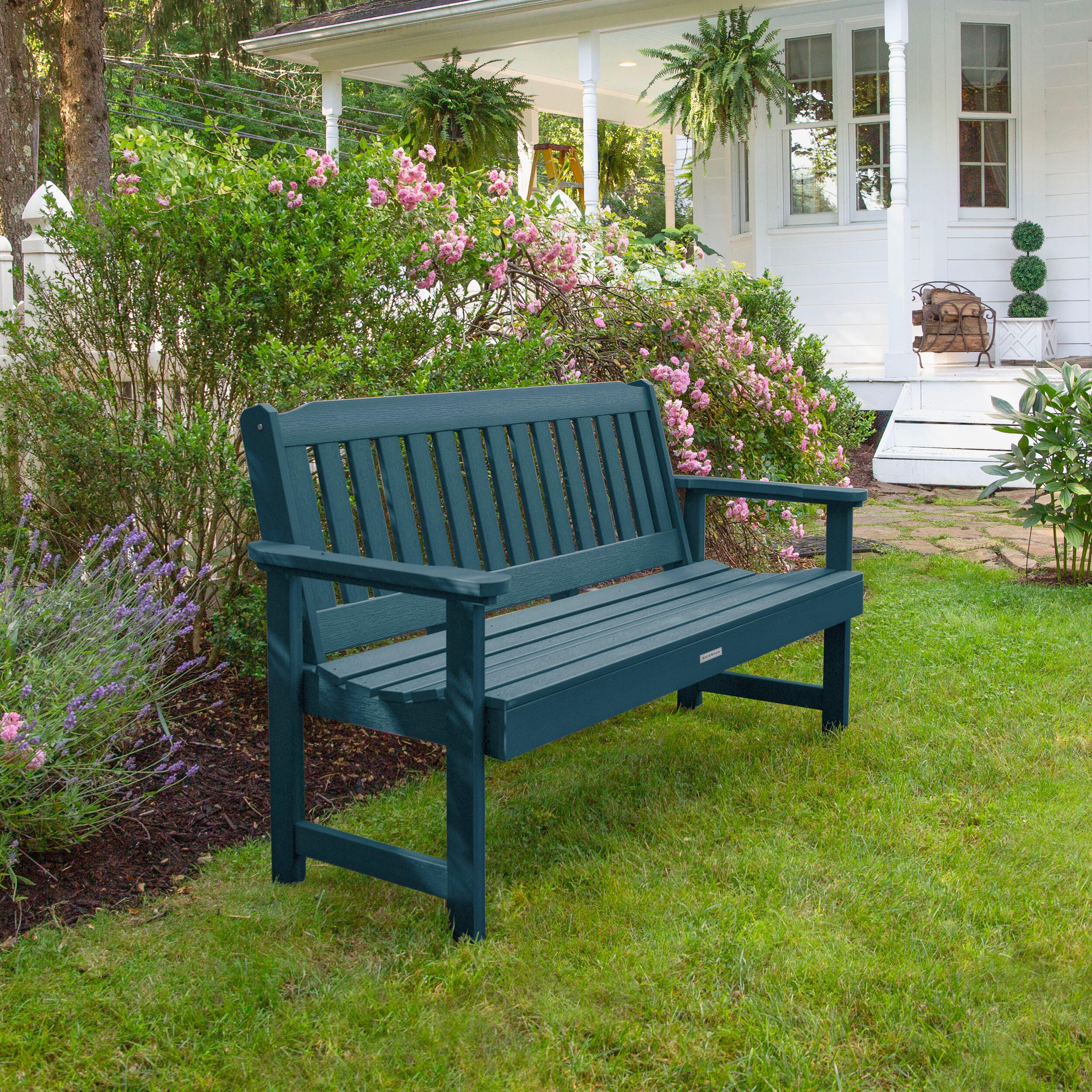 Highwood USA Lehigh 5-Foot Garden Bench, Nantucket Blue, large