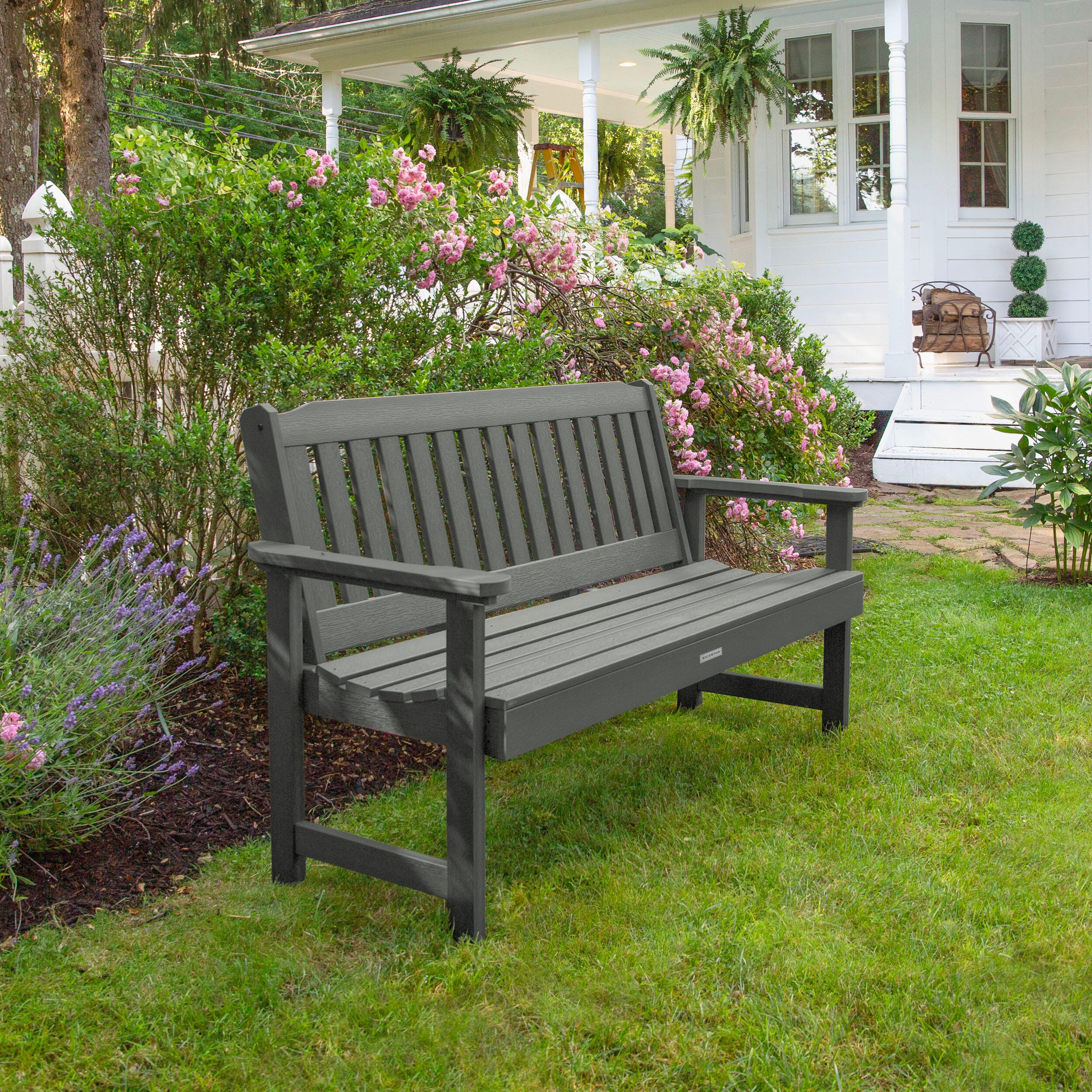 Highwood USA Lehigh 5-Foot Garden Bench, Coastal Teak, large