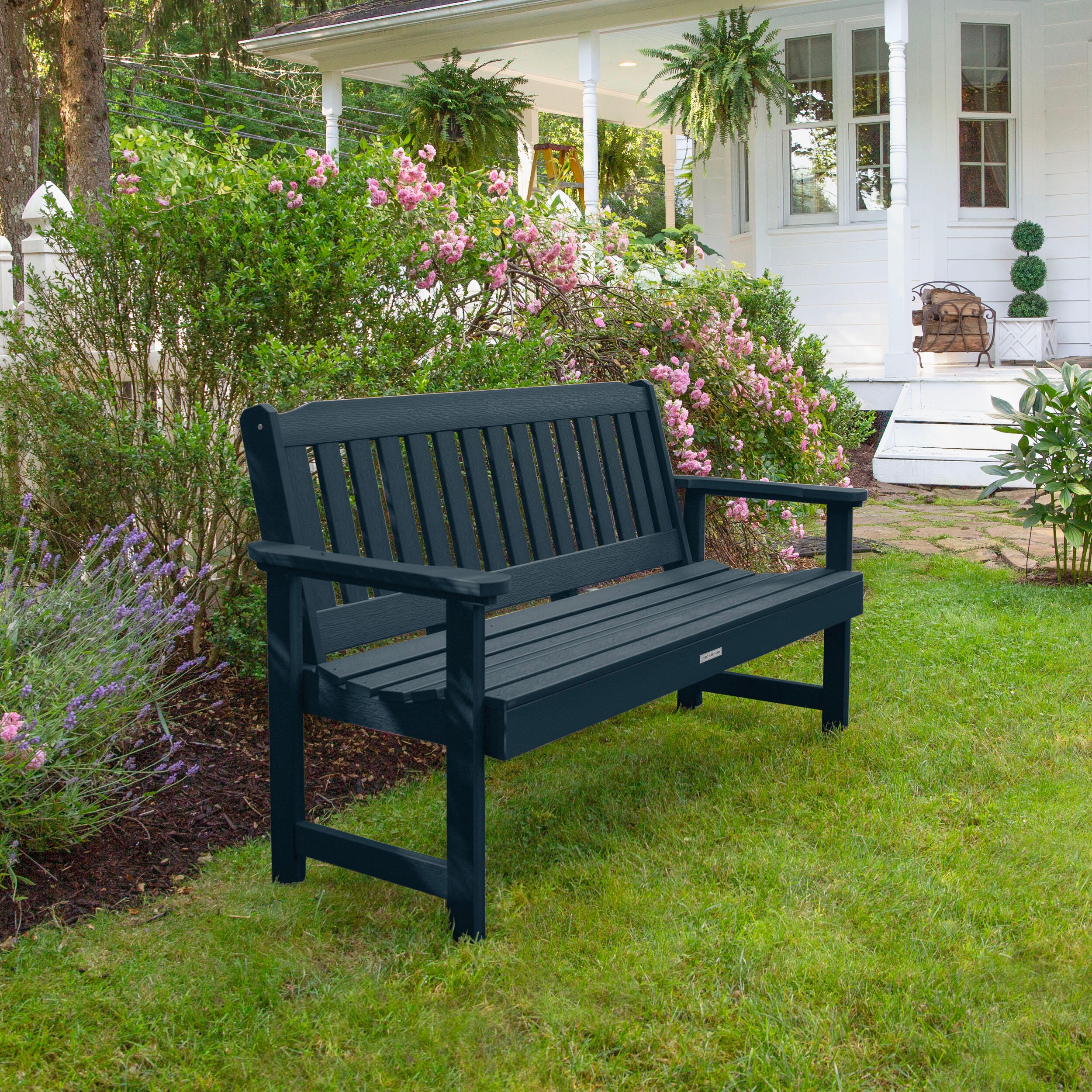 Highwood USA Lehigh 5-Foot Garden Bench, Federal Blue, large