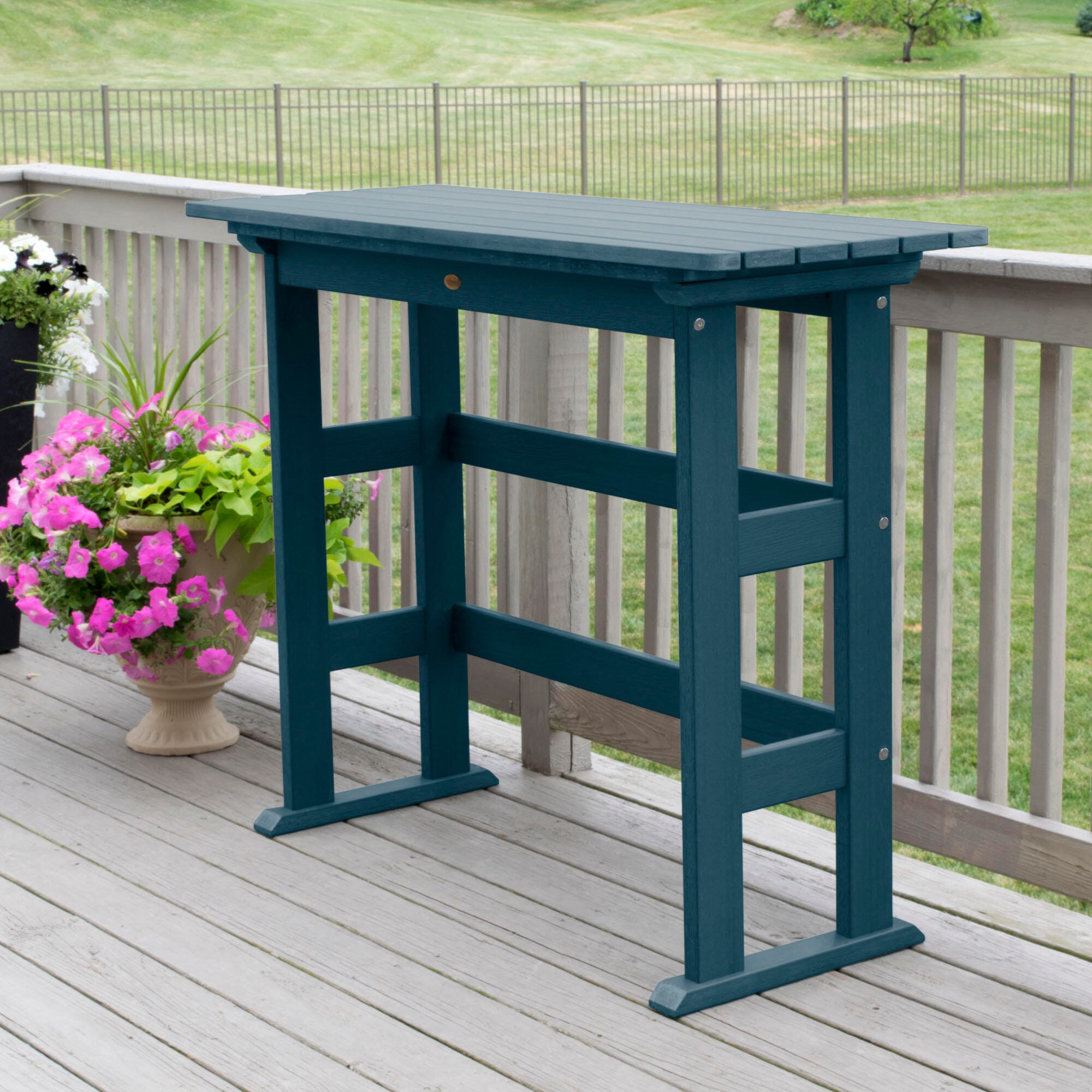 Highwood USA Lehigh Bar Height Balcony Table, Nantucket Blue, large