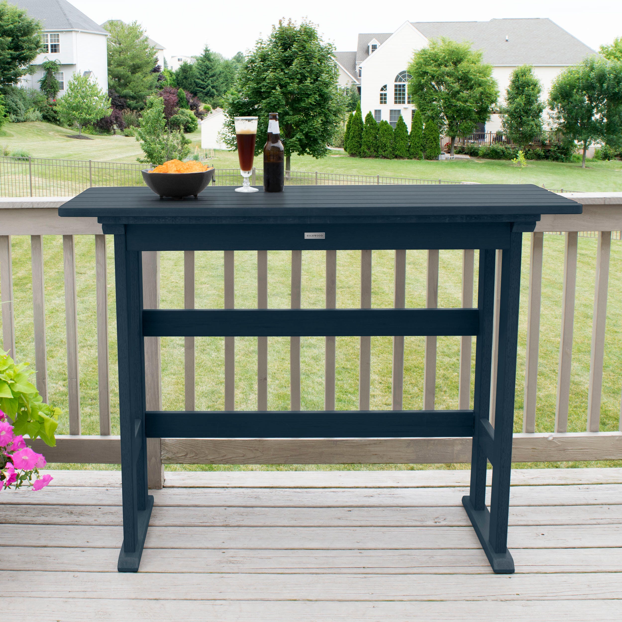 Highwood USA Lehigh Bar Height Balcony Table, Federal Blue, large
