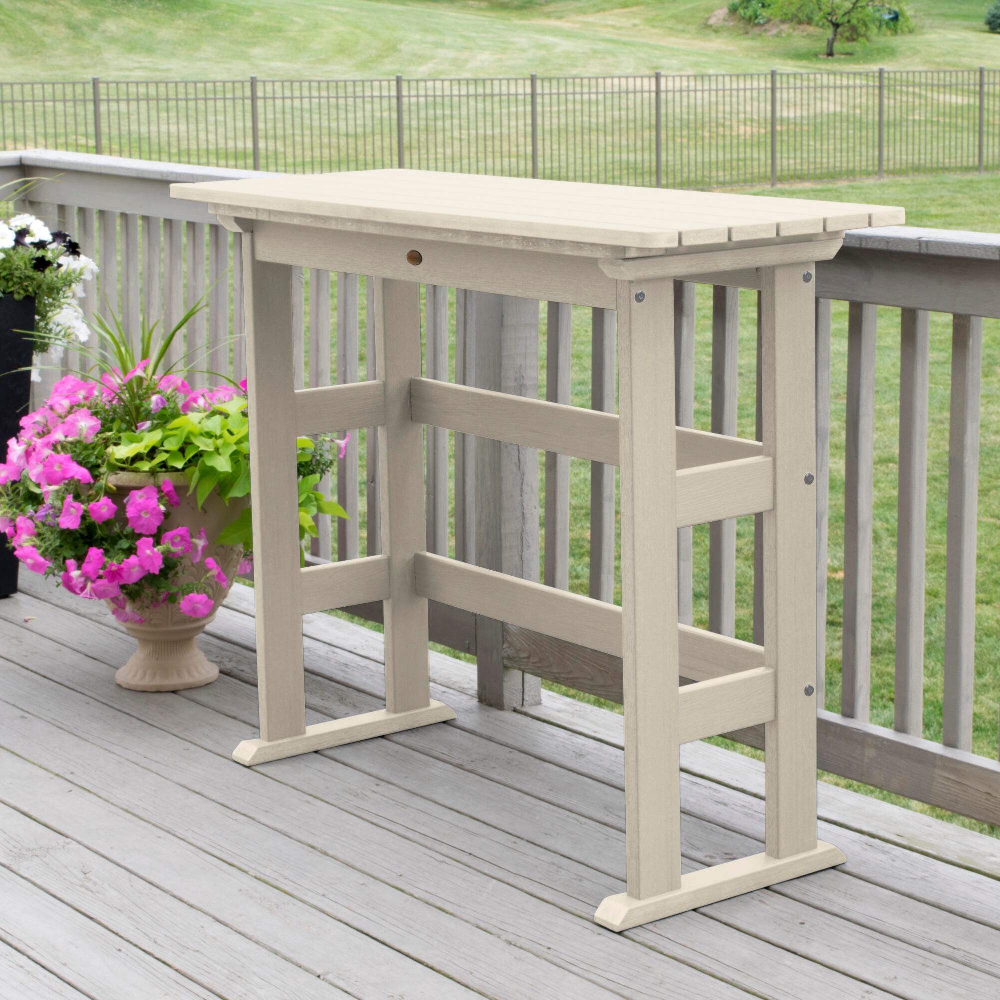 Highwood USA Lehigh Bar Height Balcony Table, Whitewash, large