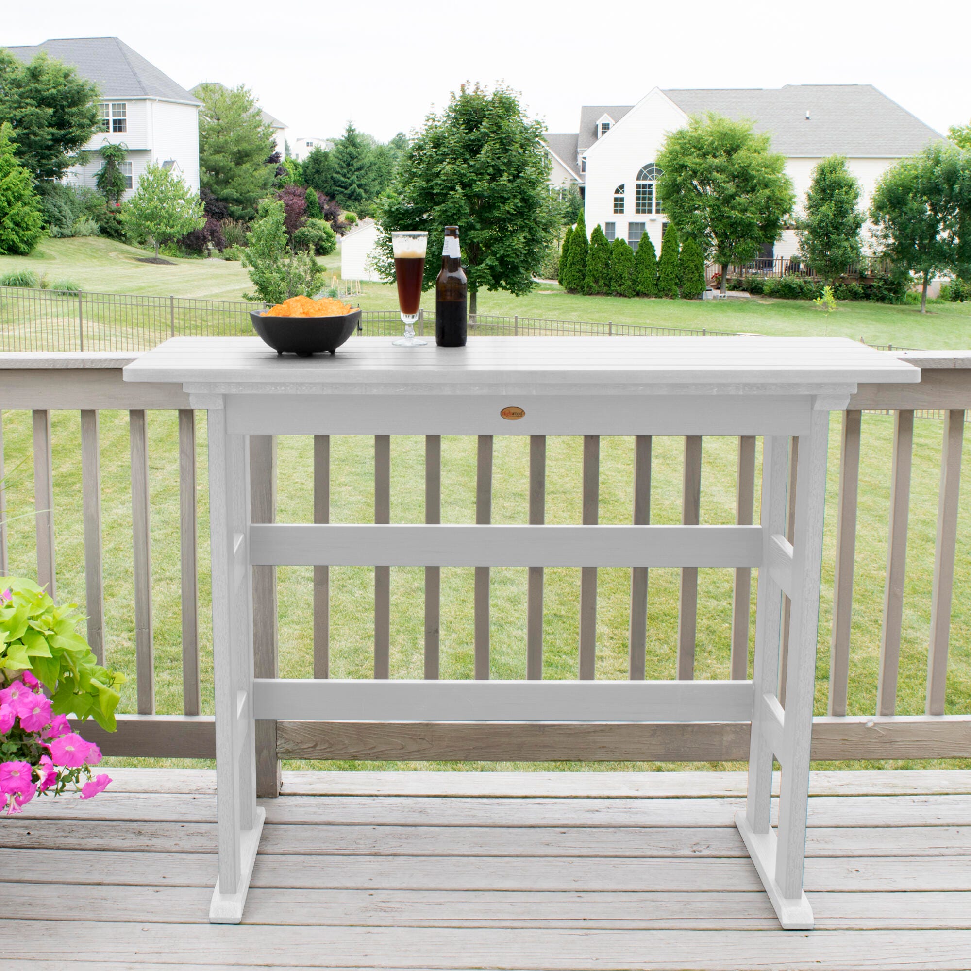 Highwood USA Lehigh Bar Height Balcony Table, White, large