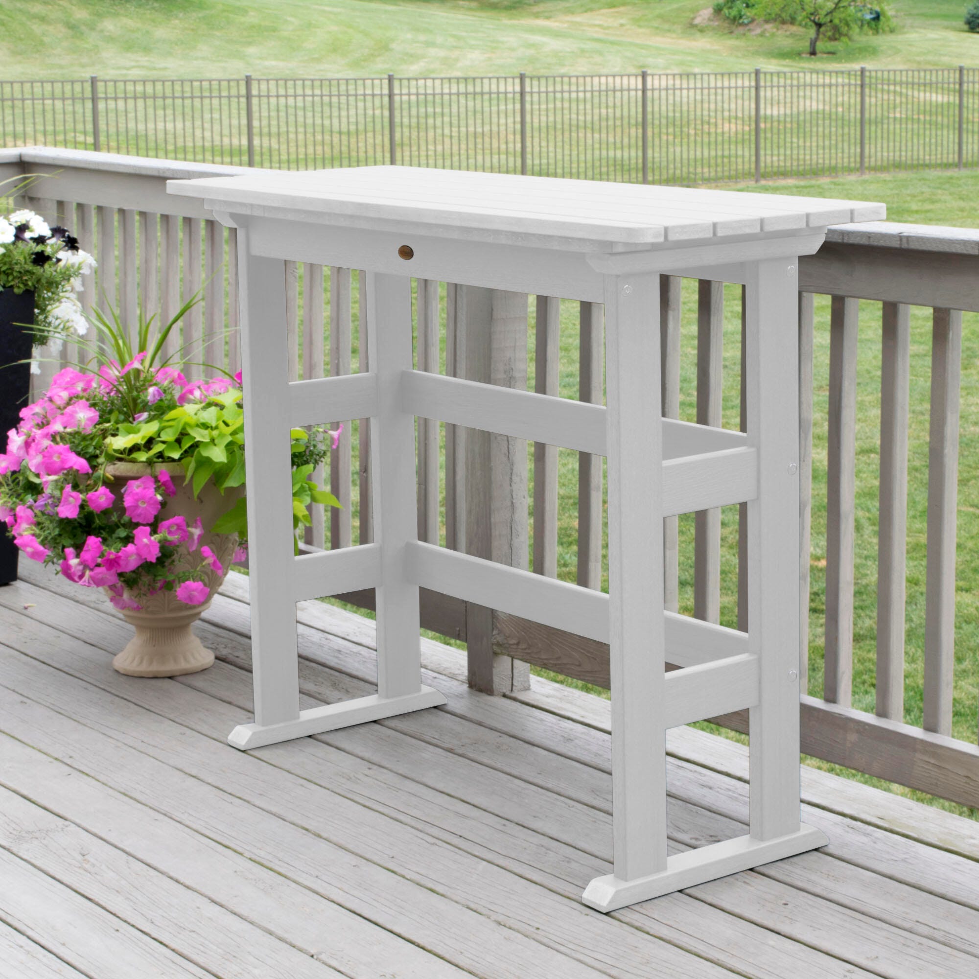 Highwood USA Lehigh Bar Height Balcony Table, White, large
