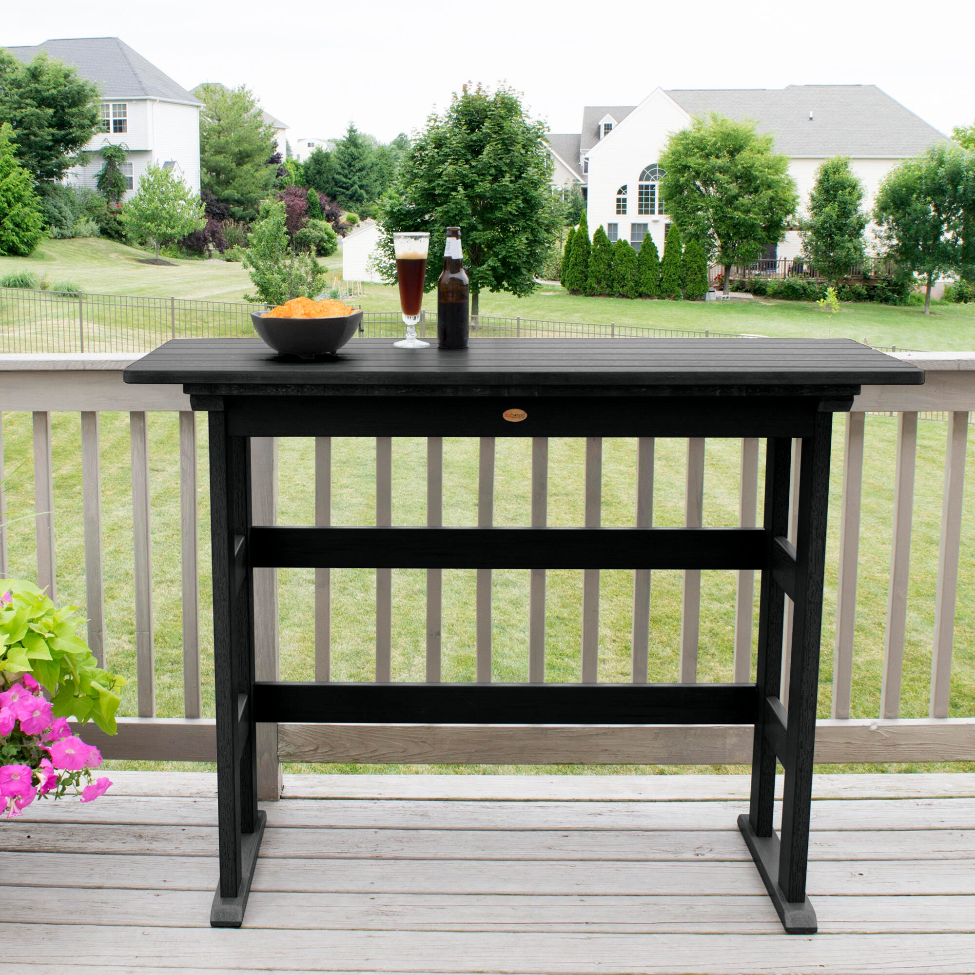 Highwood USA Lehigh Bar Height Balcony Table, Black, large